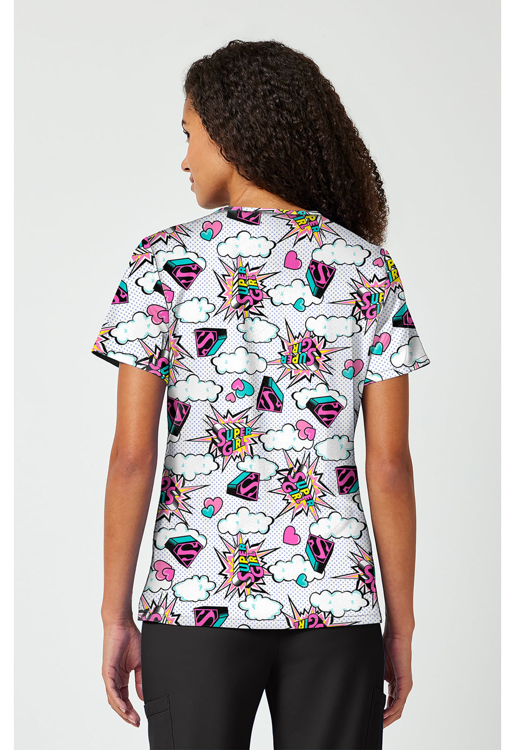Tooniforms TF797 Women's Print V-Neck Scrub Top Head Skyward