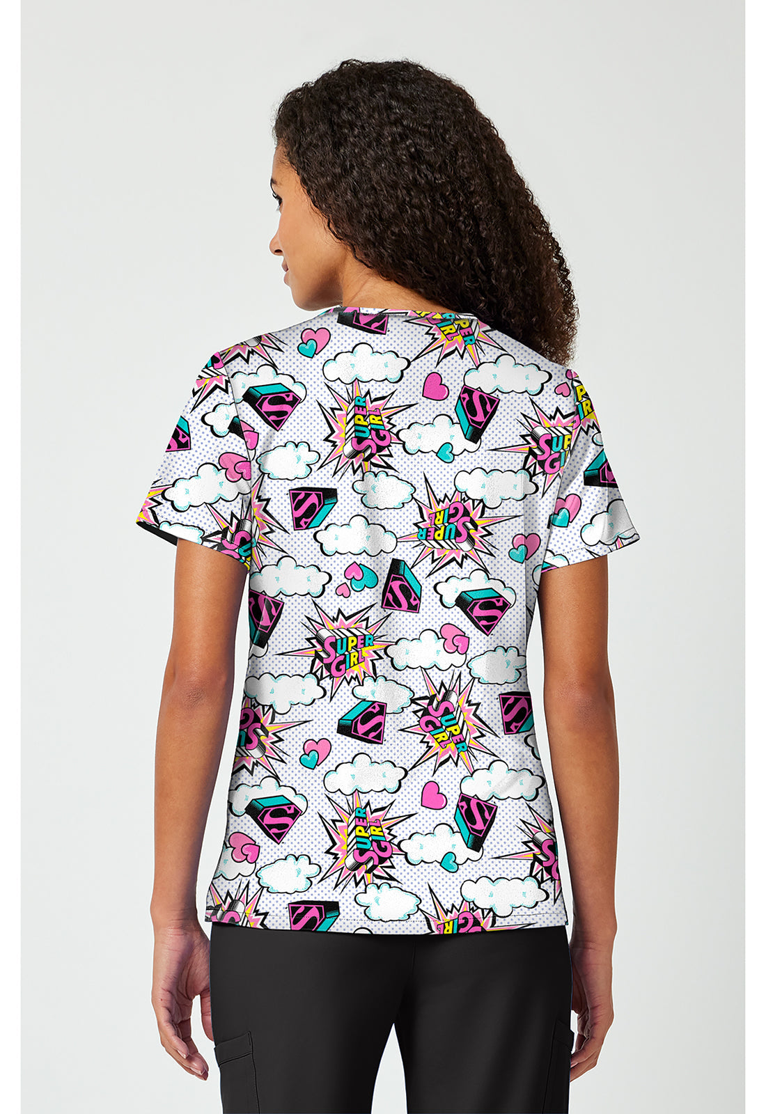 Tooniforms TF797 Women's Print V-Neck Scrub Top Head Skyward