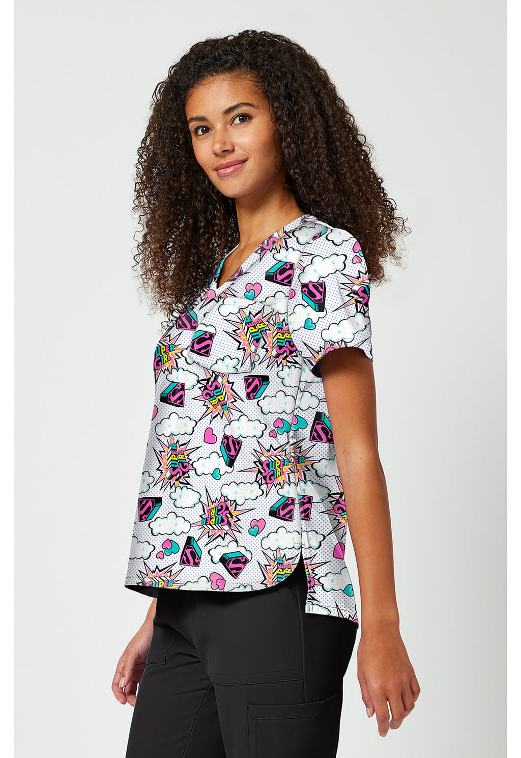 Tooniforms TF797 Women's Print V-Neck Scrub Top Head Skyward