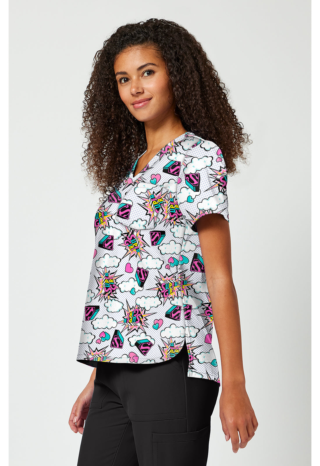 Tooniforms TF797 Women's Print V-Neck Scrub Top Head Skyward