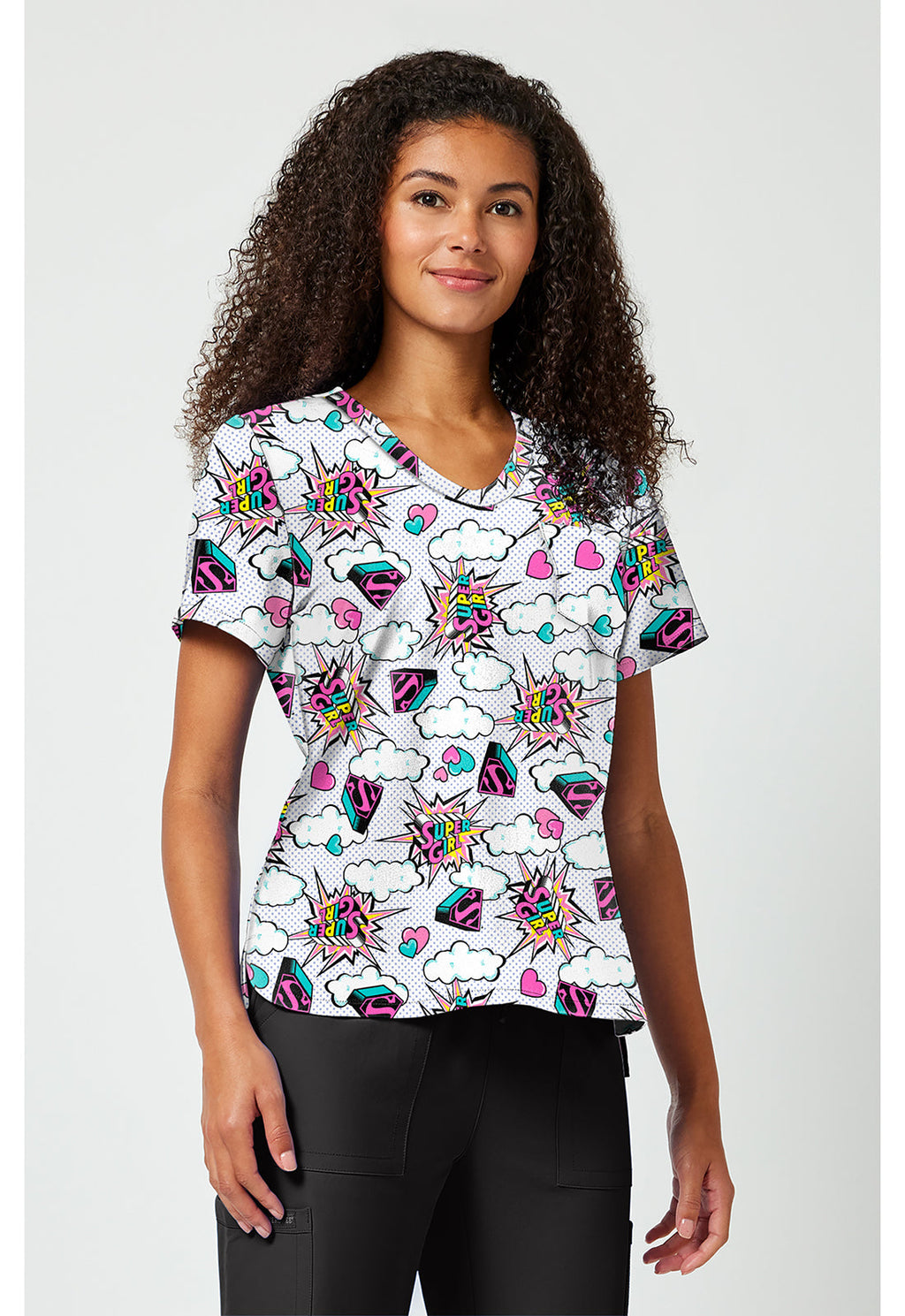 Tooniforms TF797 Women's Print V-Neck Scrub Top Head Skyward