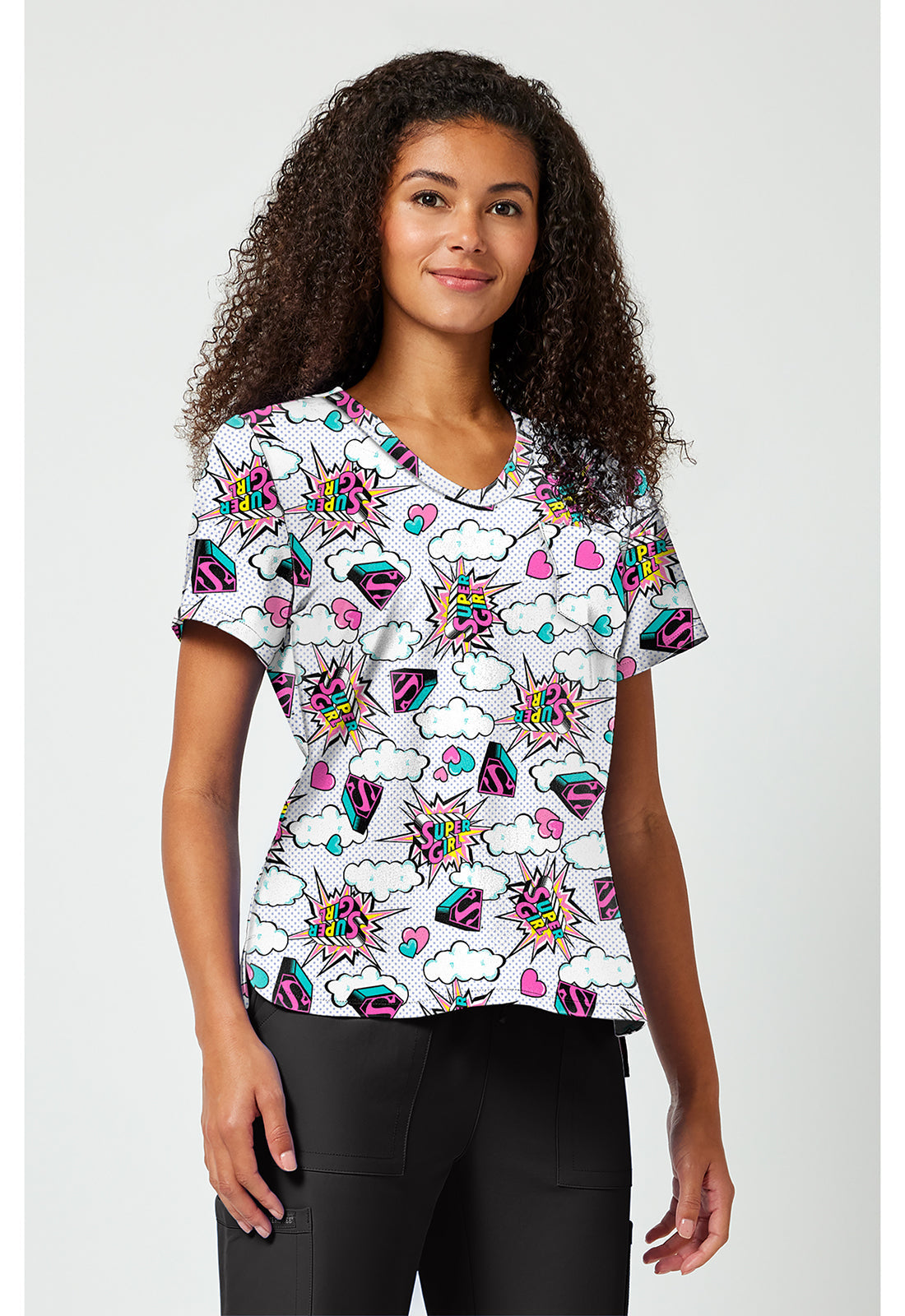 Tooniforms TF797 Women's Print V-Neck Scrub Top Head Skyward