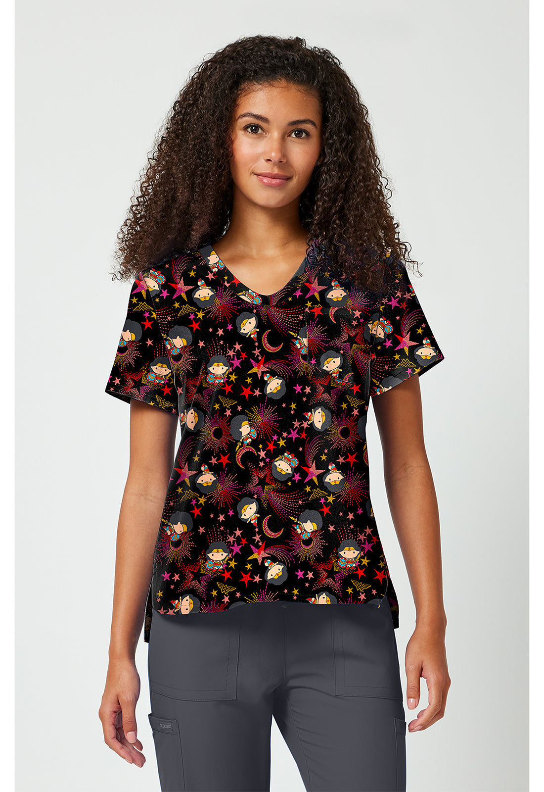 Licensed TF797 Print V-Neck Top Super Celestial