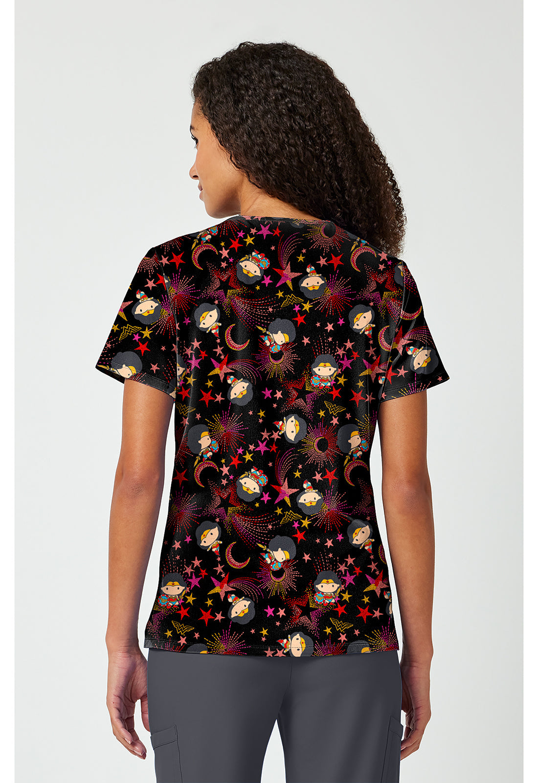 Licensed TF797 Print V-Neck Top Super Celestial