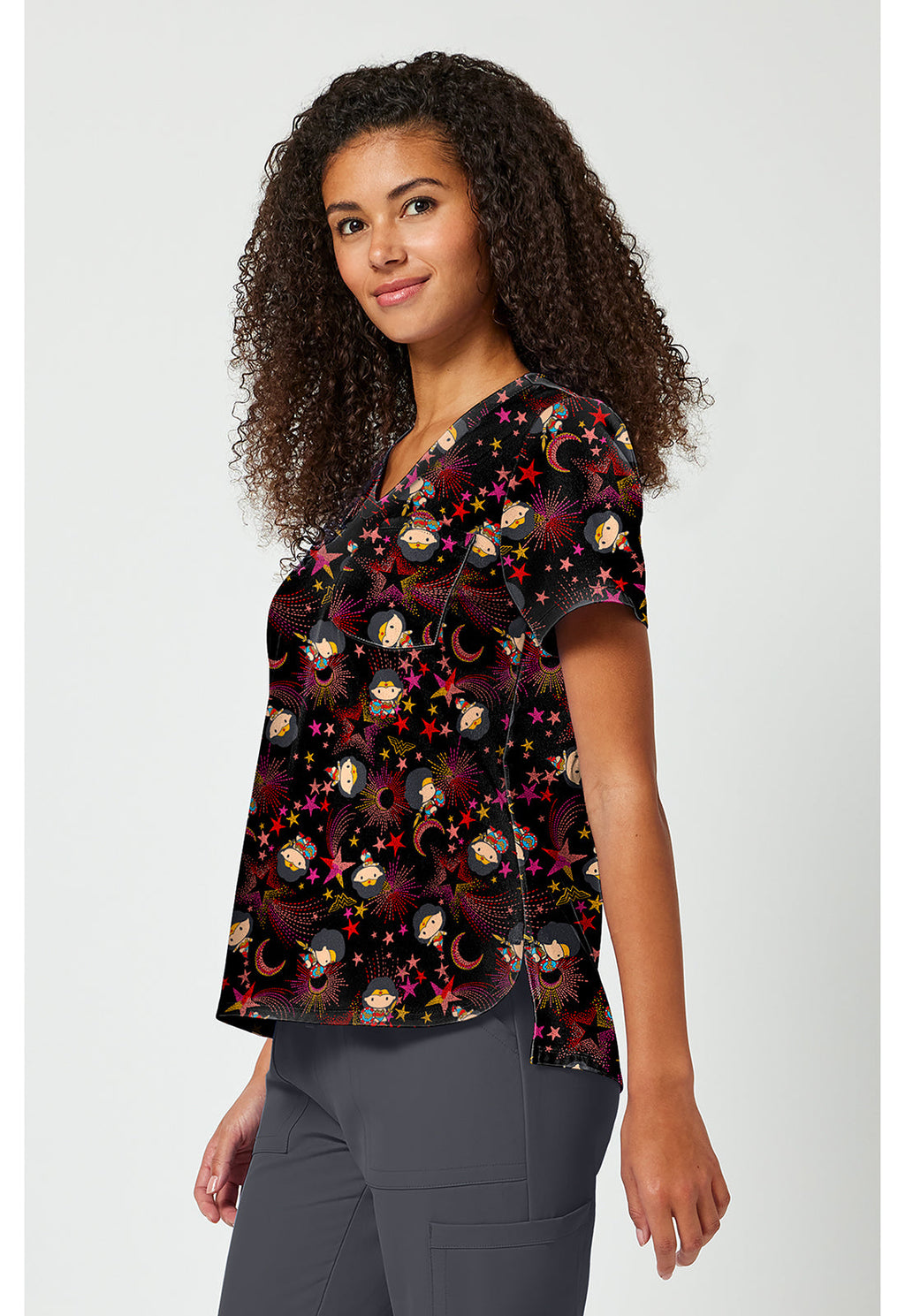 Licensed TF797 Print V-Neck Top Super Celestial