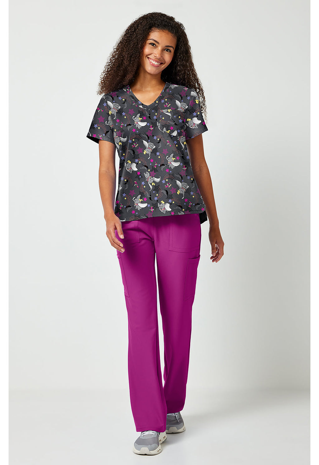 Tooniforms TF797 Women's Print V-Neck Scrub Top Dumbo Star