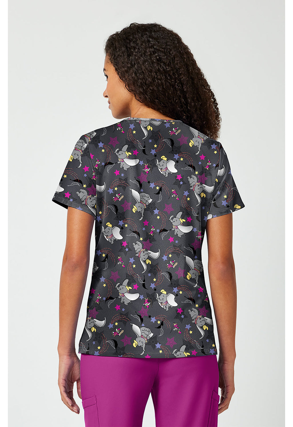 Tooniforms TF797 Women's Print V-Neck Scrub Top Dumbo Star