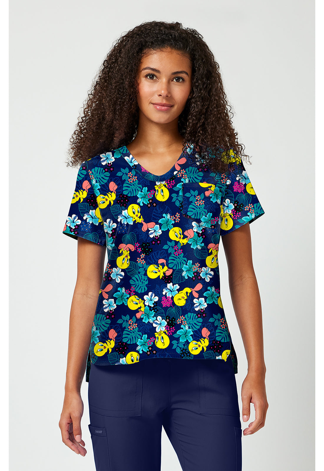 Licensed TF797 Print V-Neck Top Tropic Of Tweety