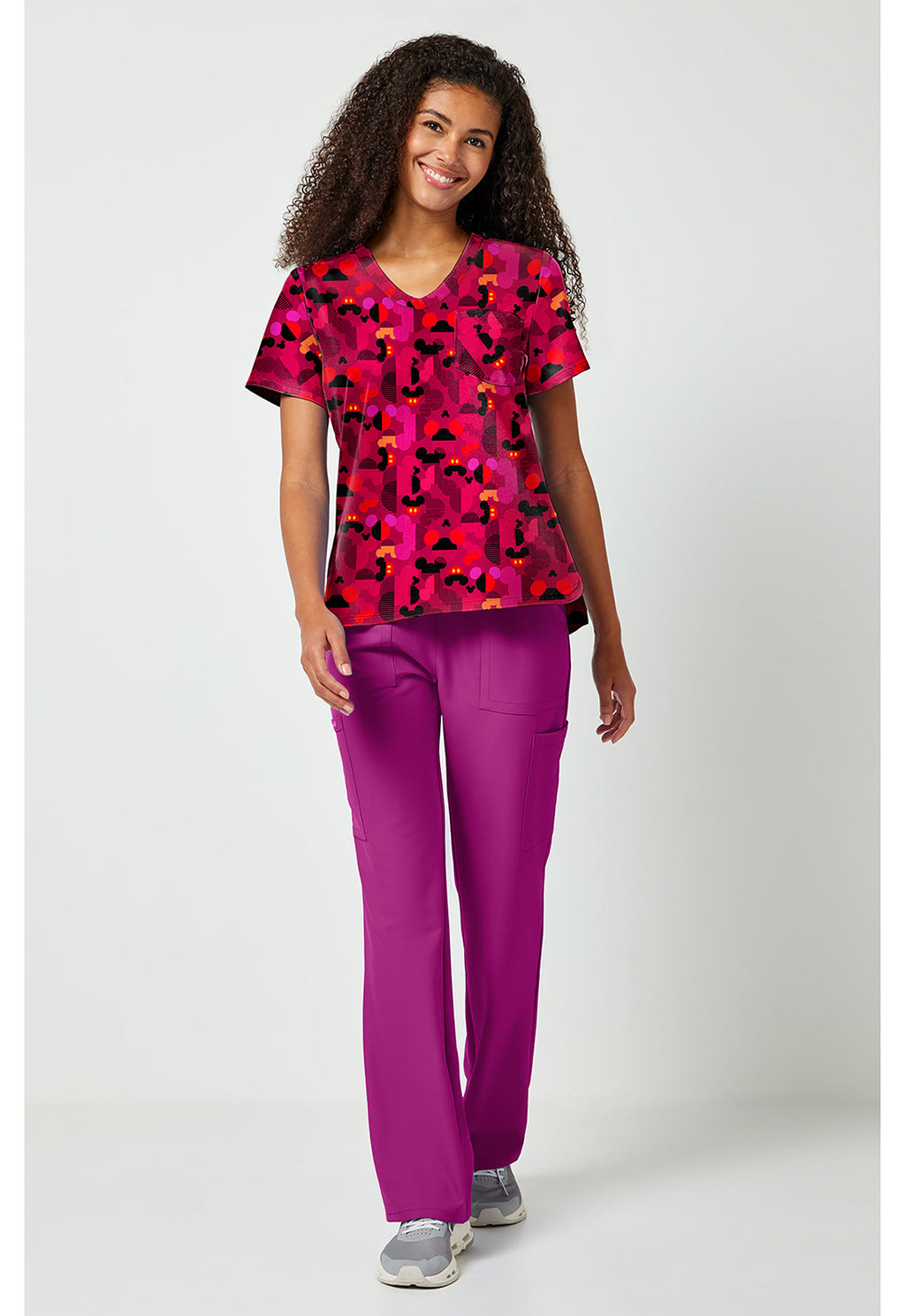 Tooniforms TF797 Women's Print V-Neck Scrub Top Ears A Geo