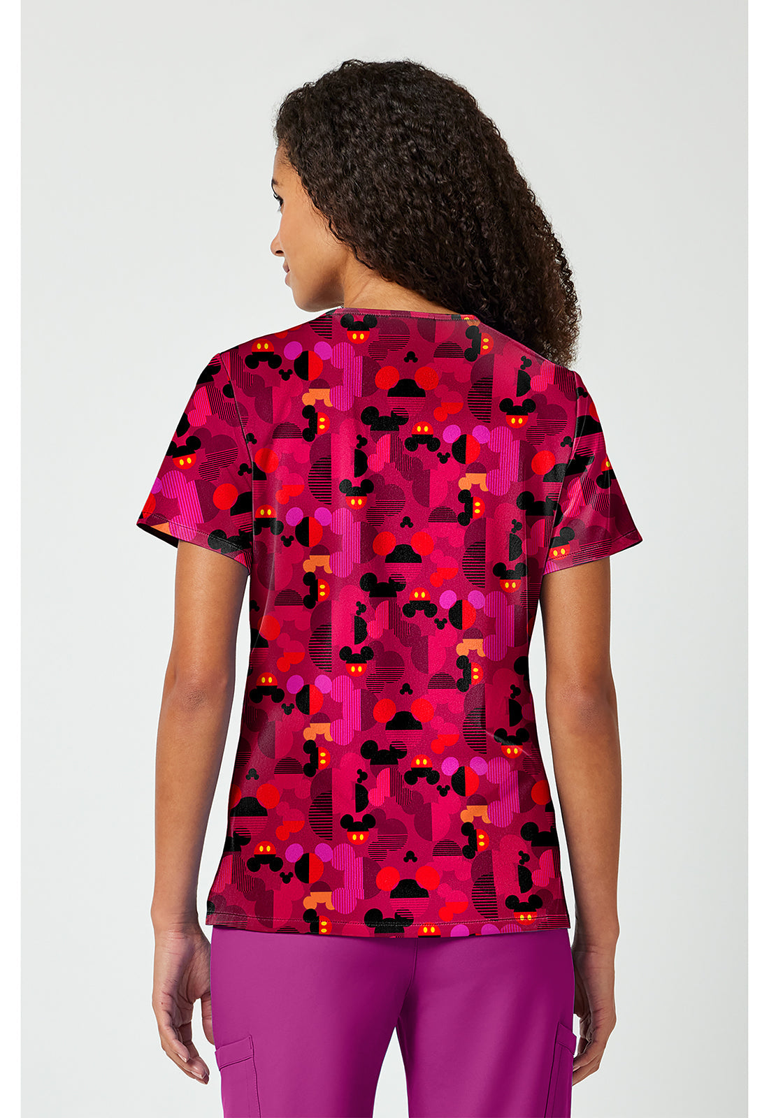 Tooniforms TF797 Women's Print V-Neck Scrub Top Ears A Geo