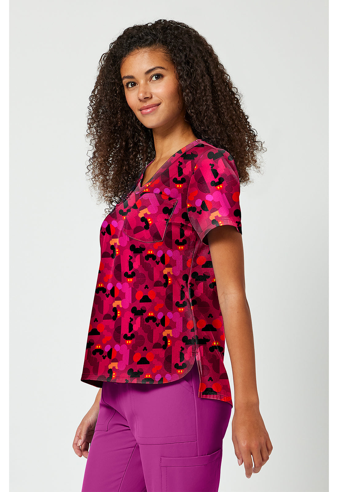 Tooniforms TF797 Women's Print V-Neck Scrub Top Ears A Geo