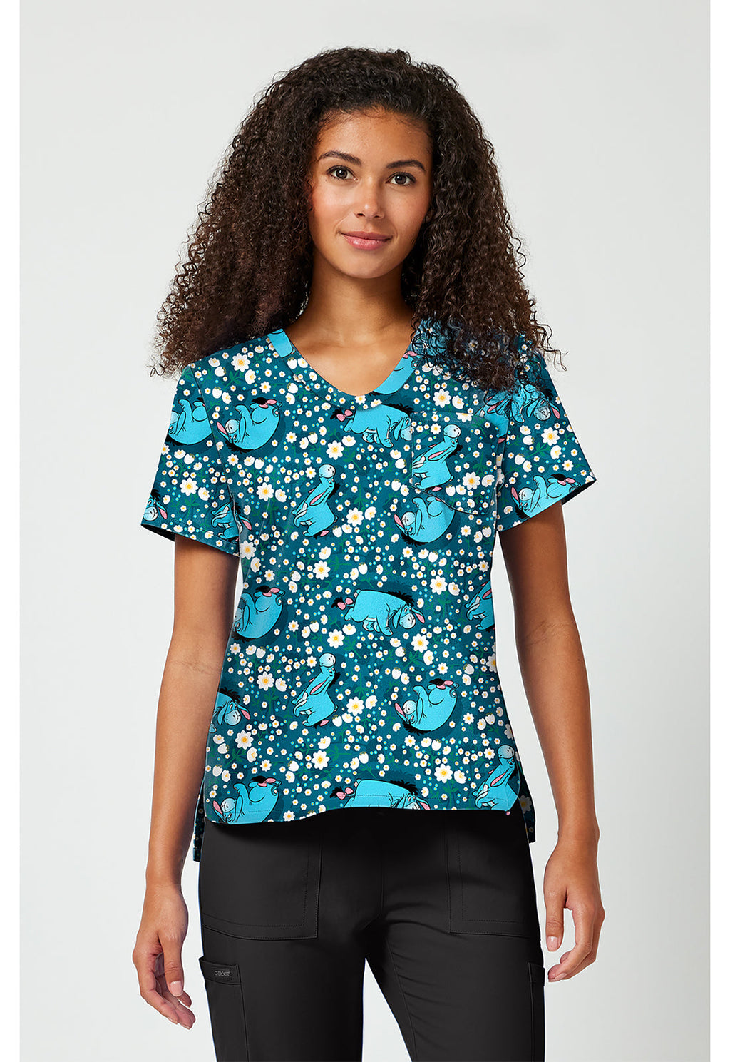 Licensed TF797 Print V-Neck Top Eeyore Fields