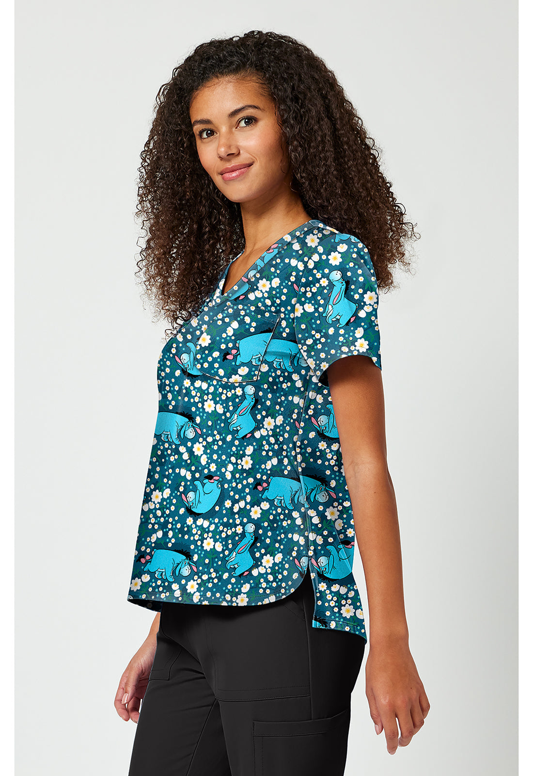 Licensed TF797 Print V-Neck Top Eeyore Fields