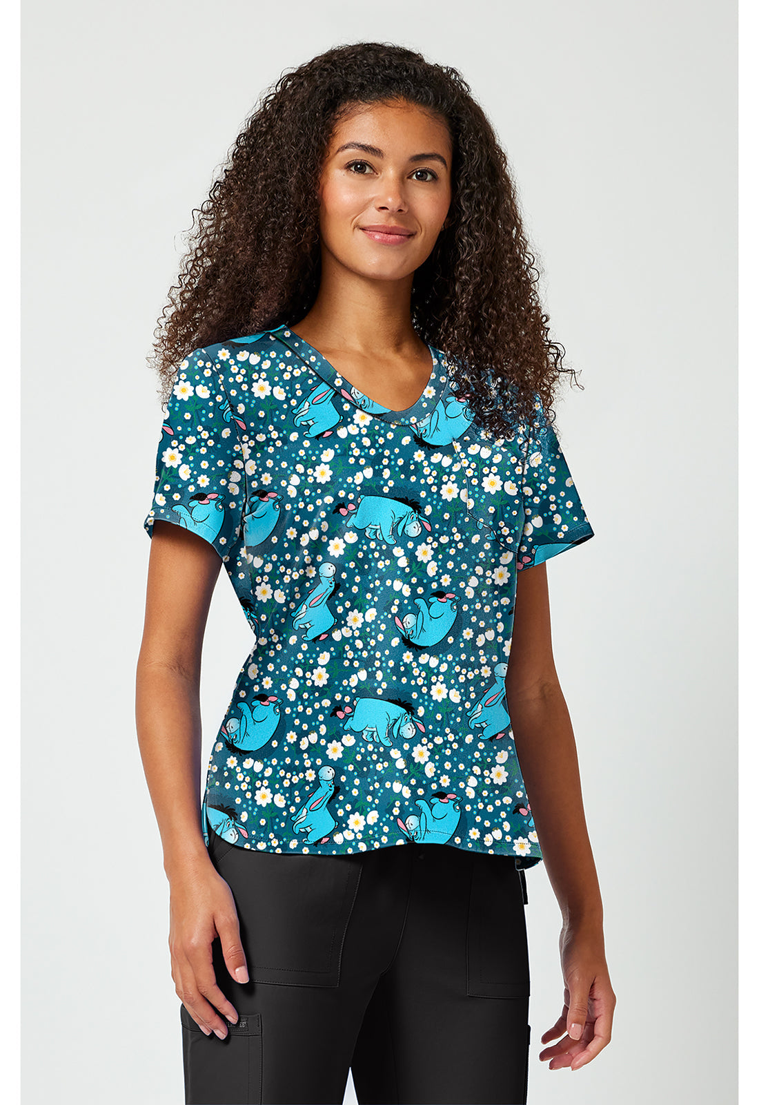 Licensed TF797 Print V-Neck Top Eeyore Fields