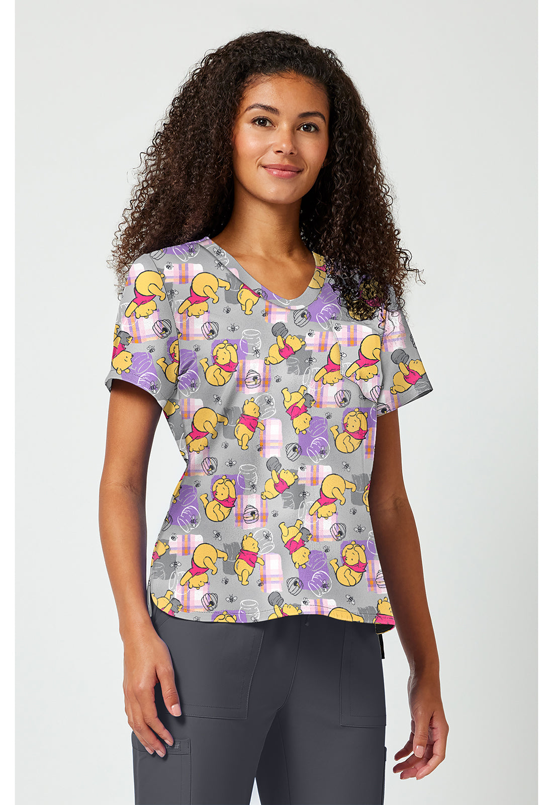 Tooniforms TF797 Women's Print V-Neck Scrub Top Honey Plaid
