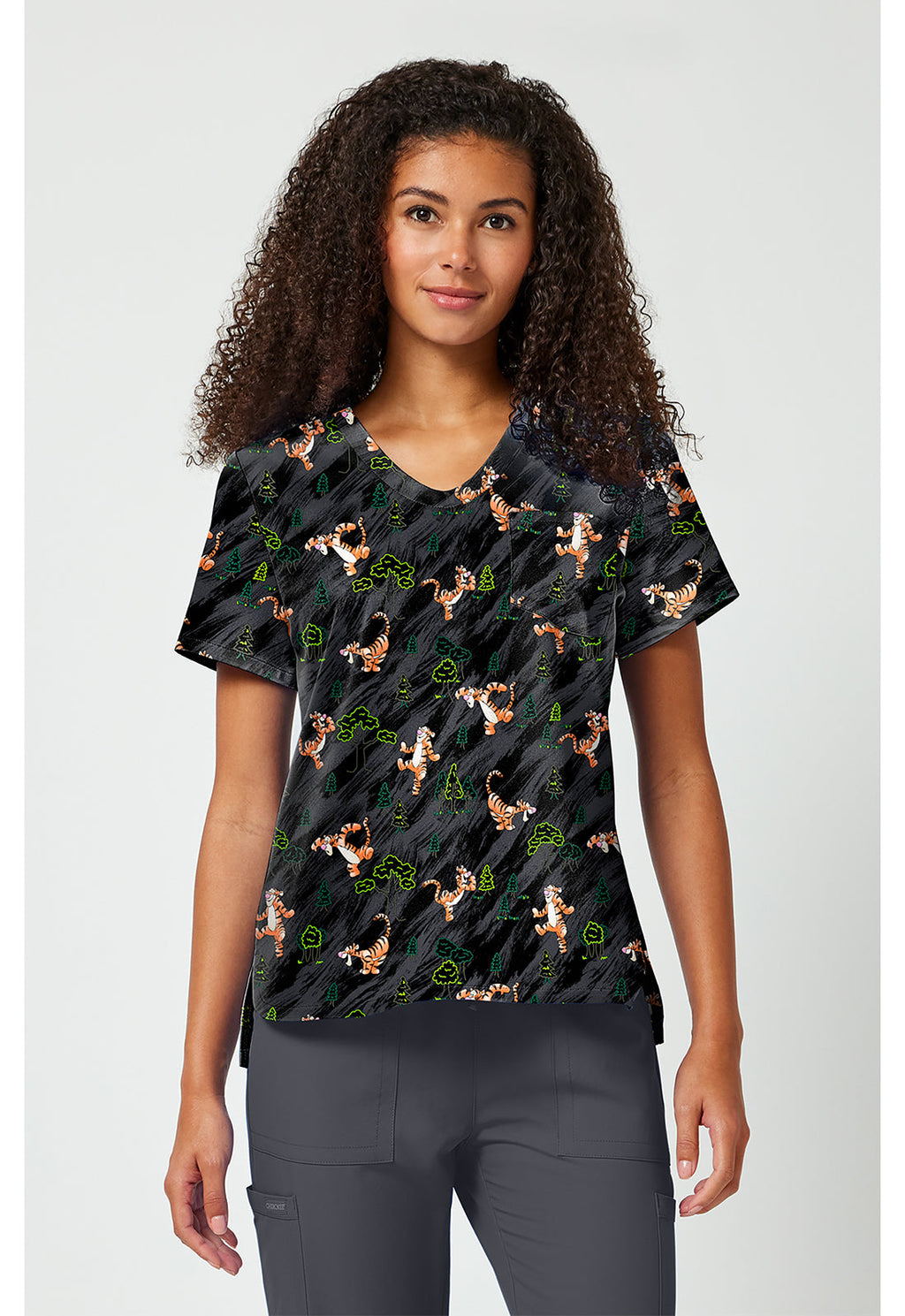 Tooniforms TF797 Women's Print V-Neck Scrub Top Flouncy Bouncy