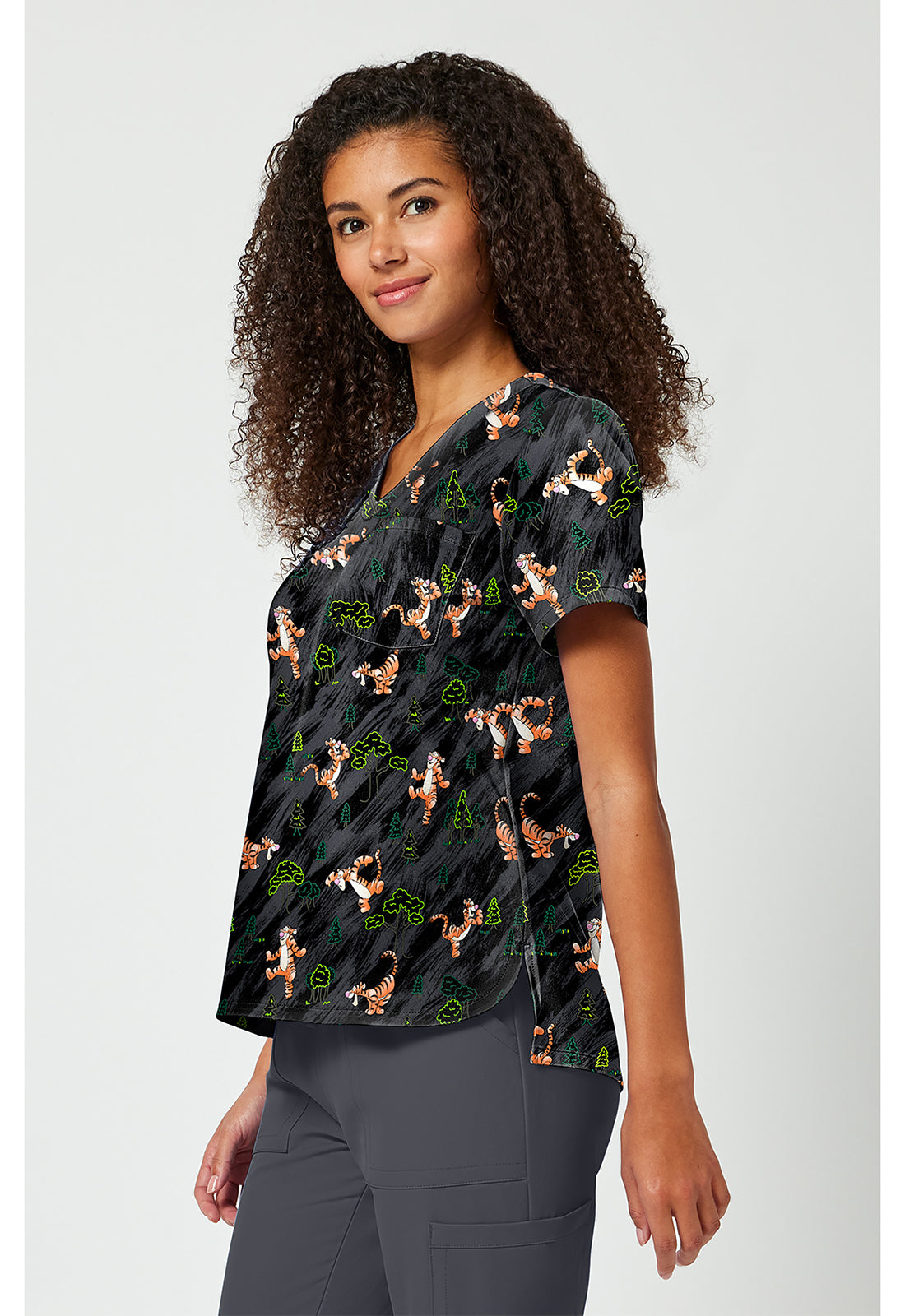 Tooniforms TF797 Women's Print V-Neck Scrub Top Flouncy Bouncy