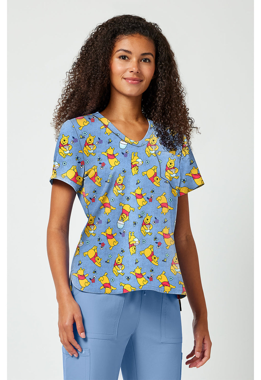 Tooniforms TF797 Women's Print V-Neck Scrub Top I Say Honey