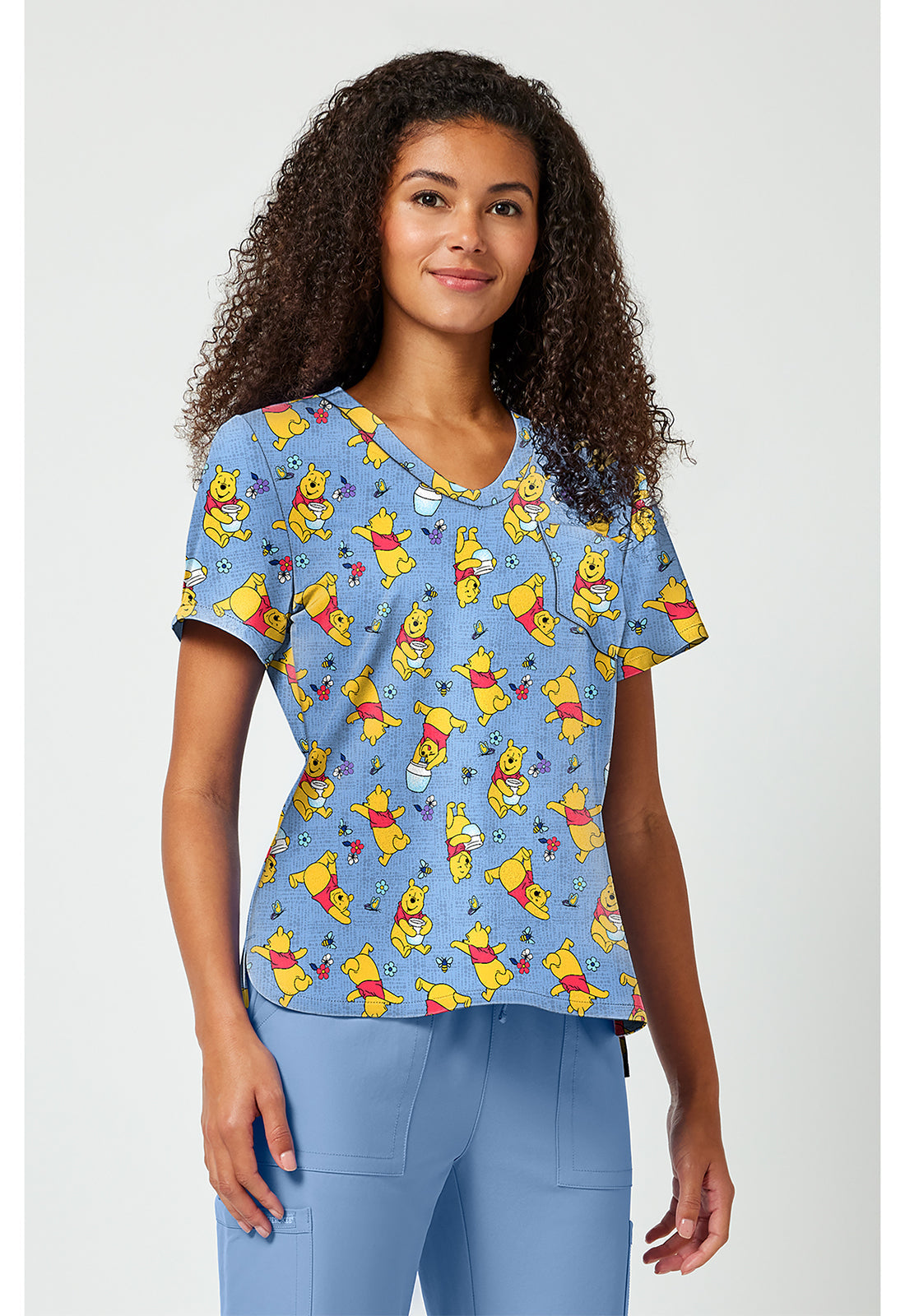 Tooniforms TF797 Women's Print V-Neck Scrub Top I Say Honey