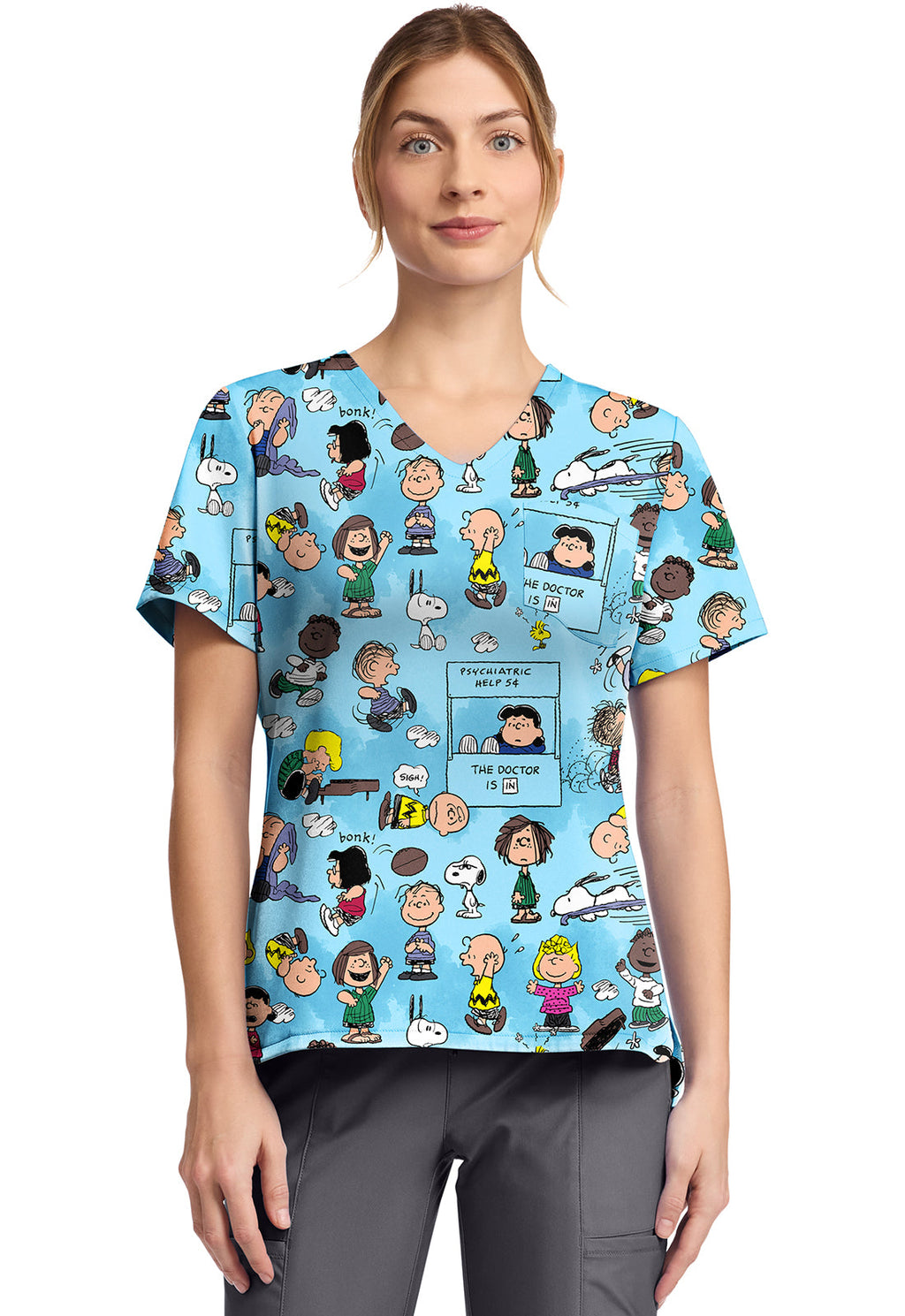 Tooniforms TF797 Print V-Neck Top Goodness And Grief