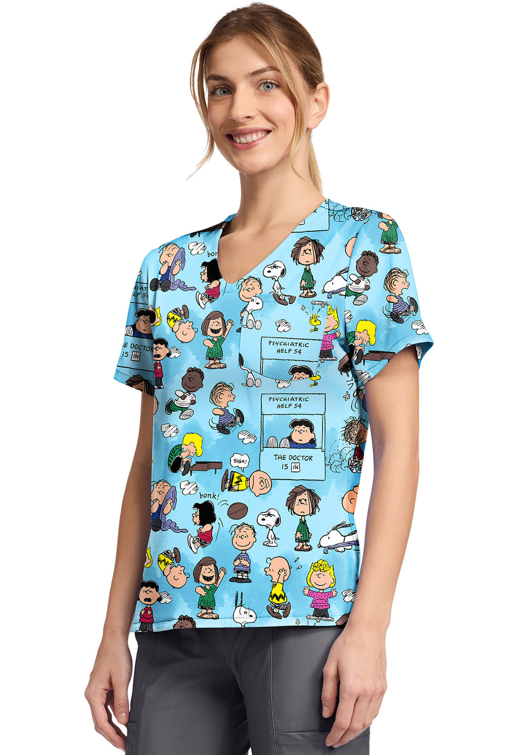 Tooniforms TF797 Print V-Neck Top Goodness And Grief