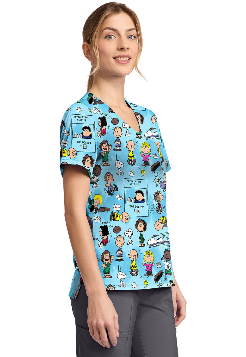 Tooniforms TF797 Print V-Neck Top Goodness And Grief