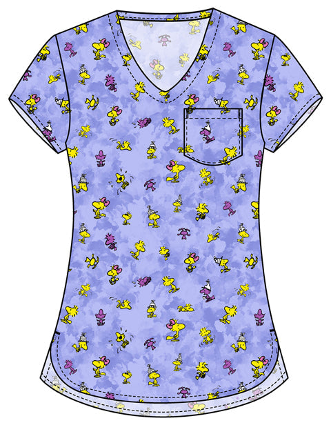 Tooniforms TF797 Print V-Neck Top Woodstock Community