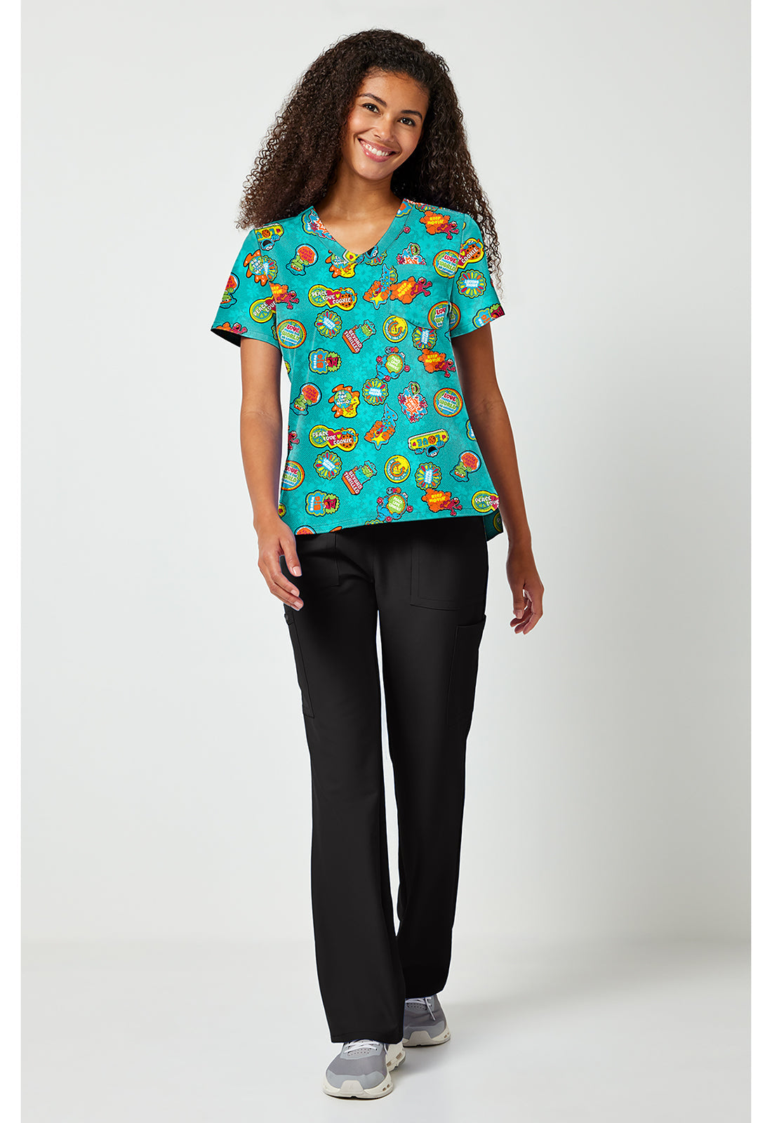 Tooniforms TF797 Women's Print V-Neck Scrub Top Sunshine Vibes