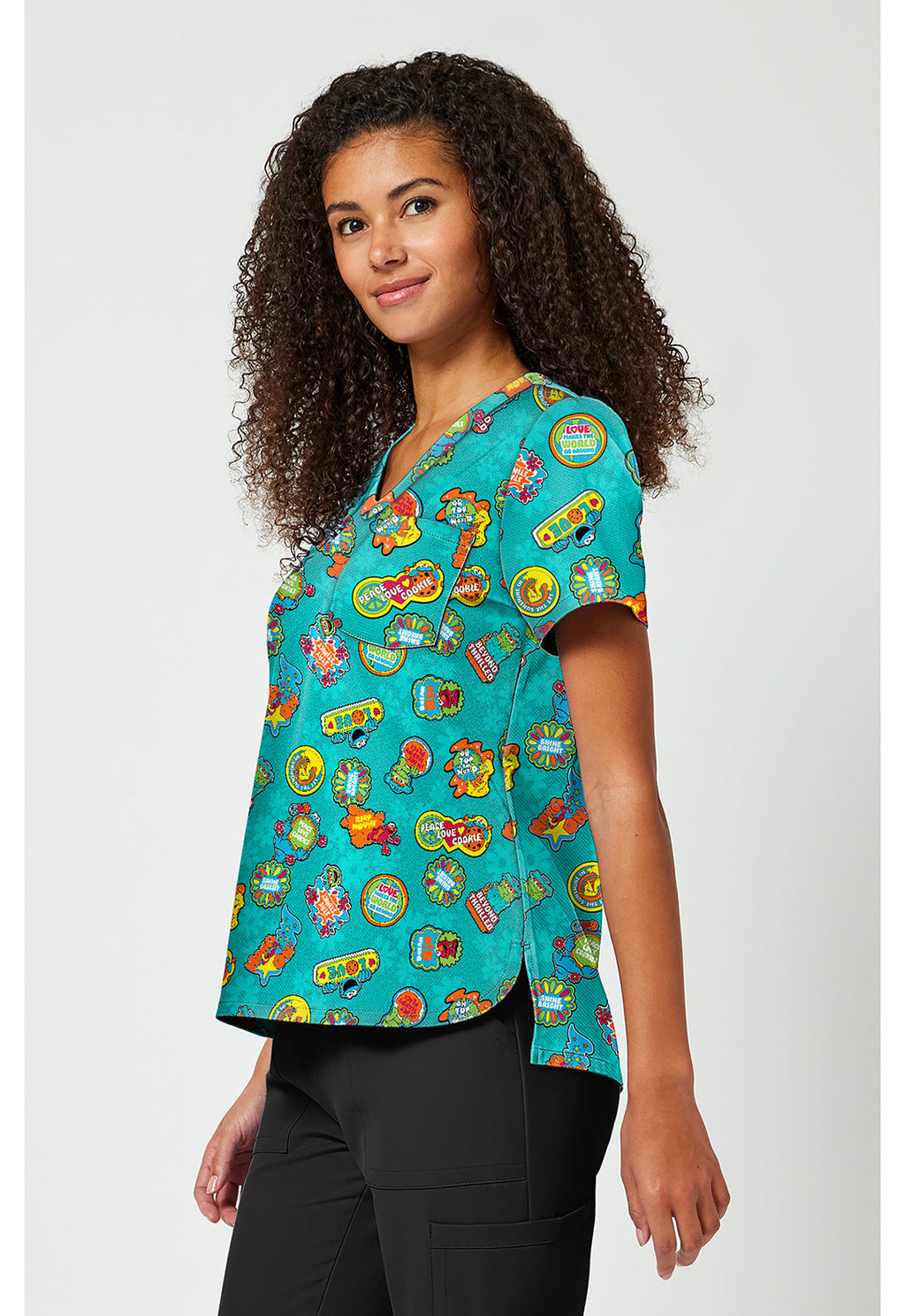 Tooniforms TF797 Women's Print V-Neck Scrub Top Sunshine Vibes
