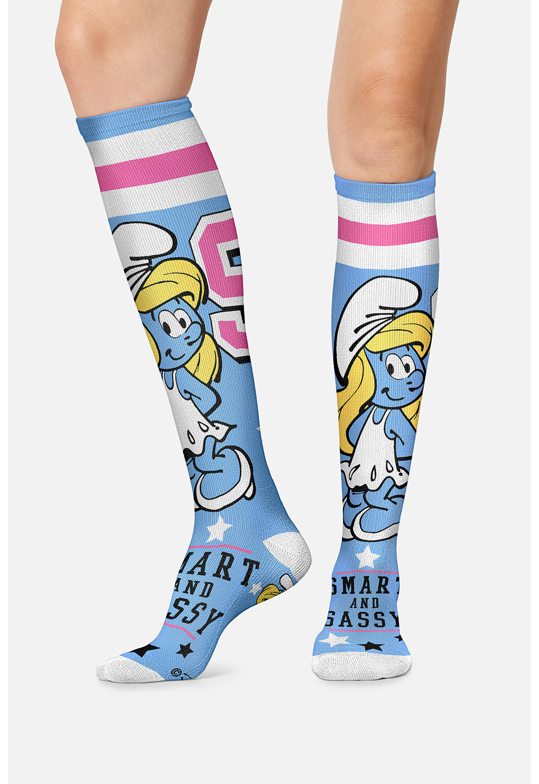 Tooniforms Legwear TPRINTSUPPOR Women's 10-15mmHg Compression Socks Graduate Smurf