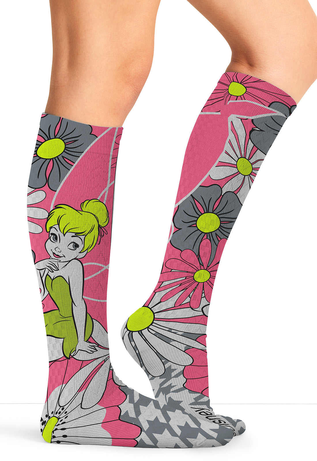 Tooniforms Women's 10-15mmHg Compression Socks Flower Tinker Bell