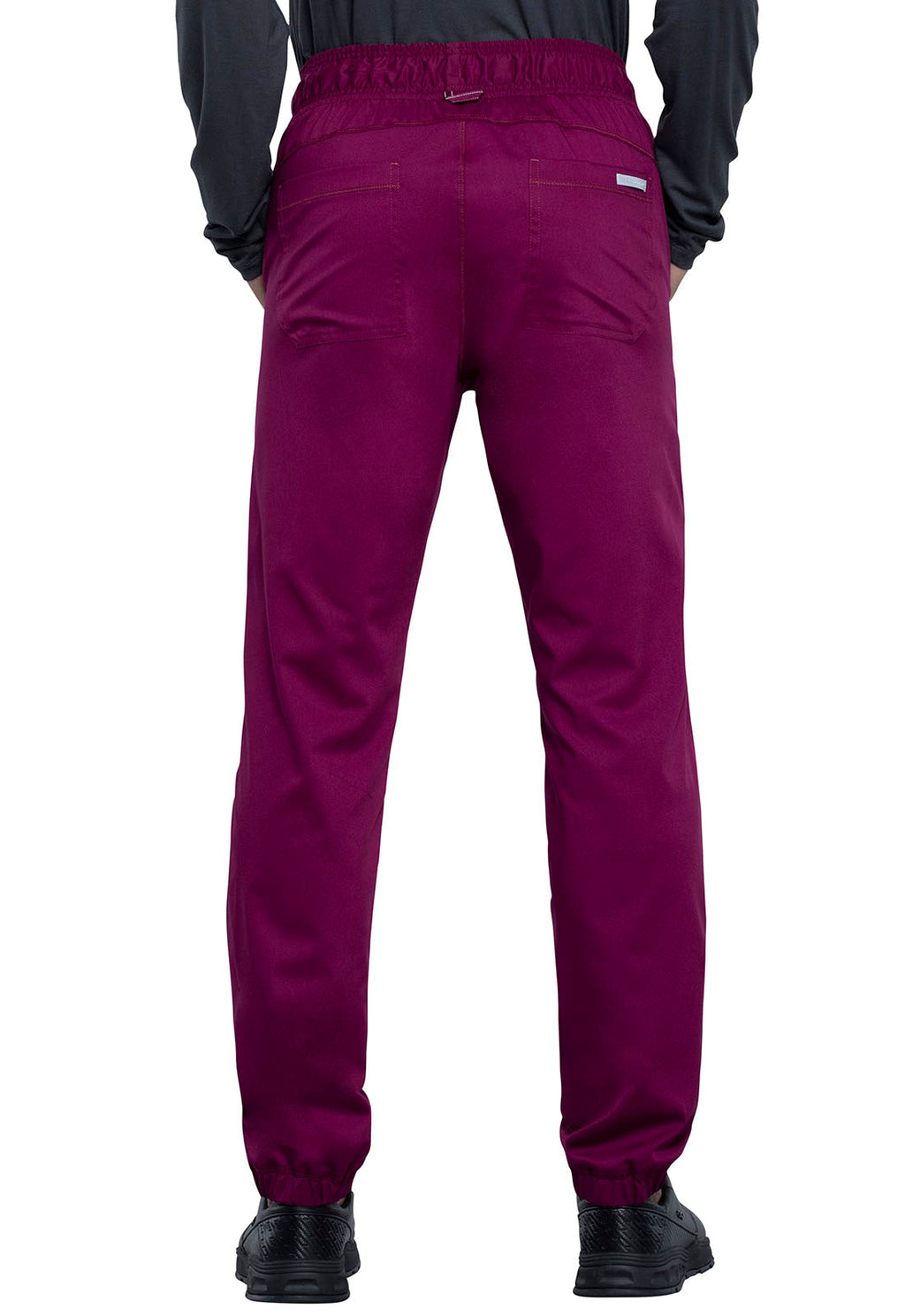 Revolution WW012 Men's Natural Rise Jogger Wine Model Image Back | Cherokee Workwear