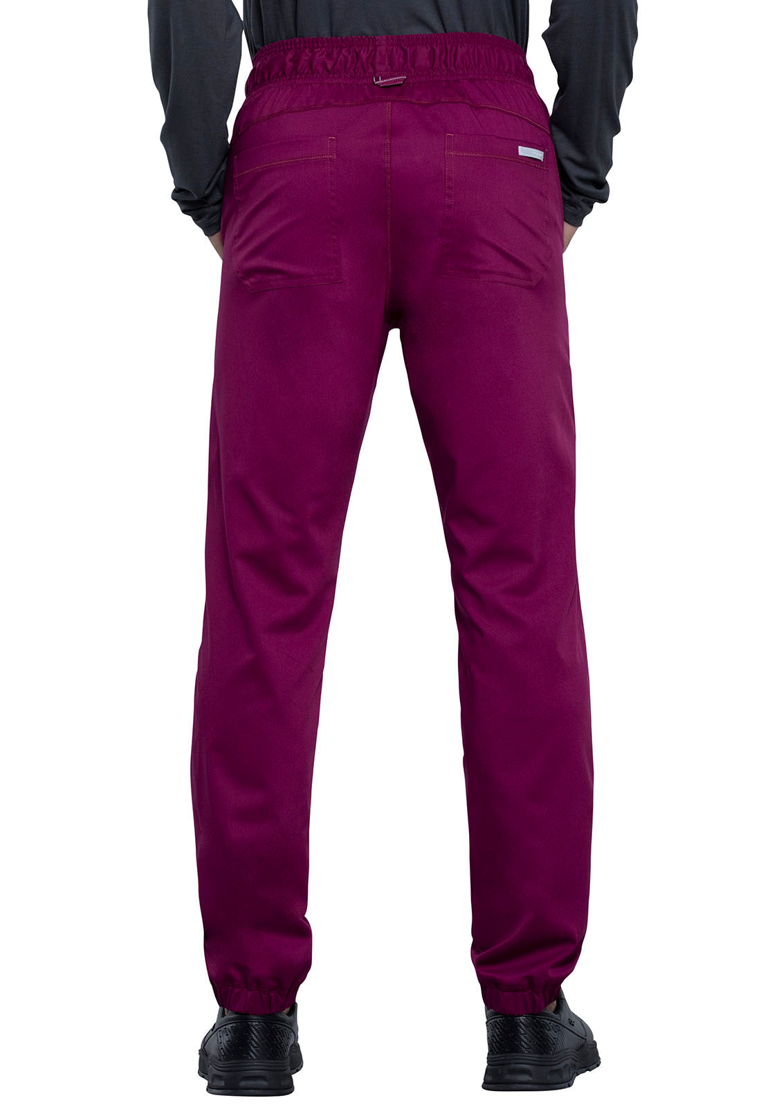 Revolution WW012 Men's Natural Rise Jogger Wine Model Image Back | Cherokee Workwear
