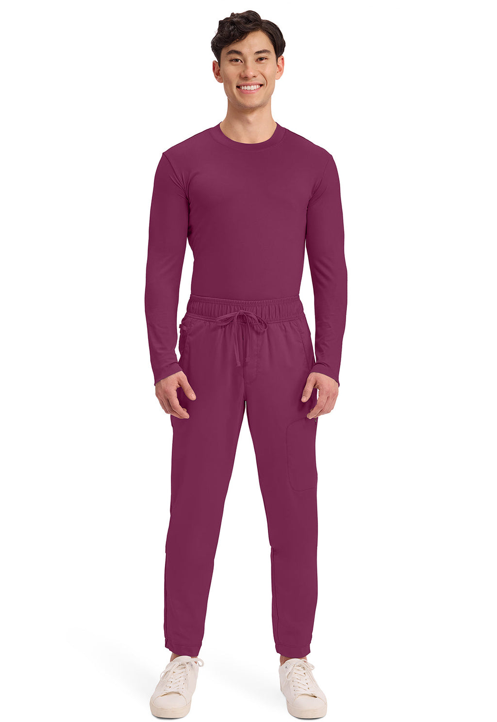 Workwear Revolution WW012 Men's Natural Rise Scrub Joggers Wine