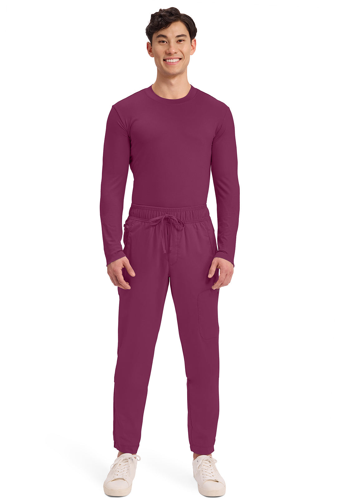 Workwear Revolution WW012 Men's Natural Rise Scrub Joggers Wine