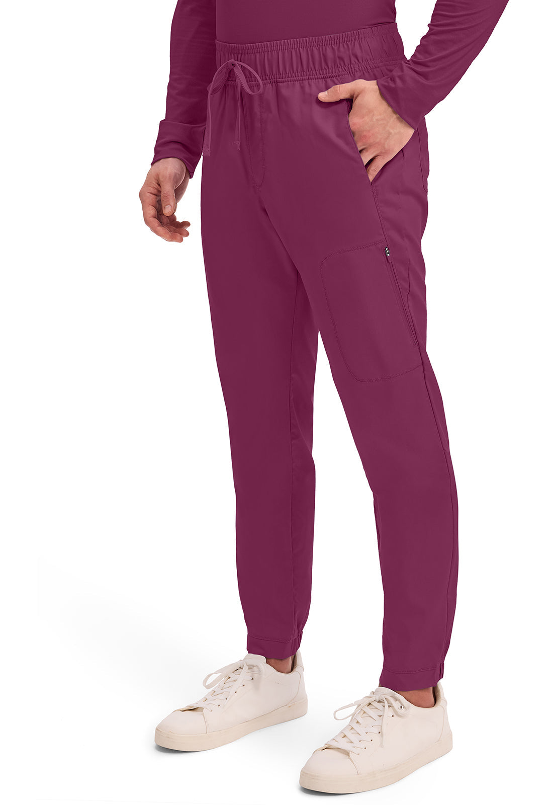 Workwear Revolution WW012 Men's Natural Rise Scrub Joggers Wine
