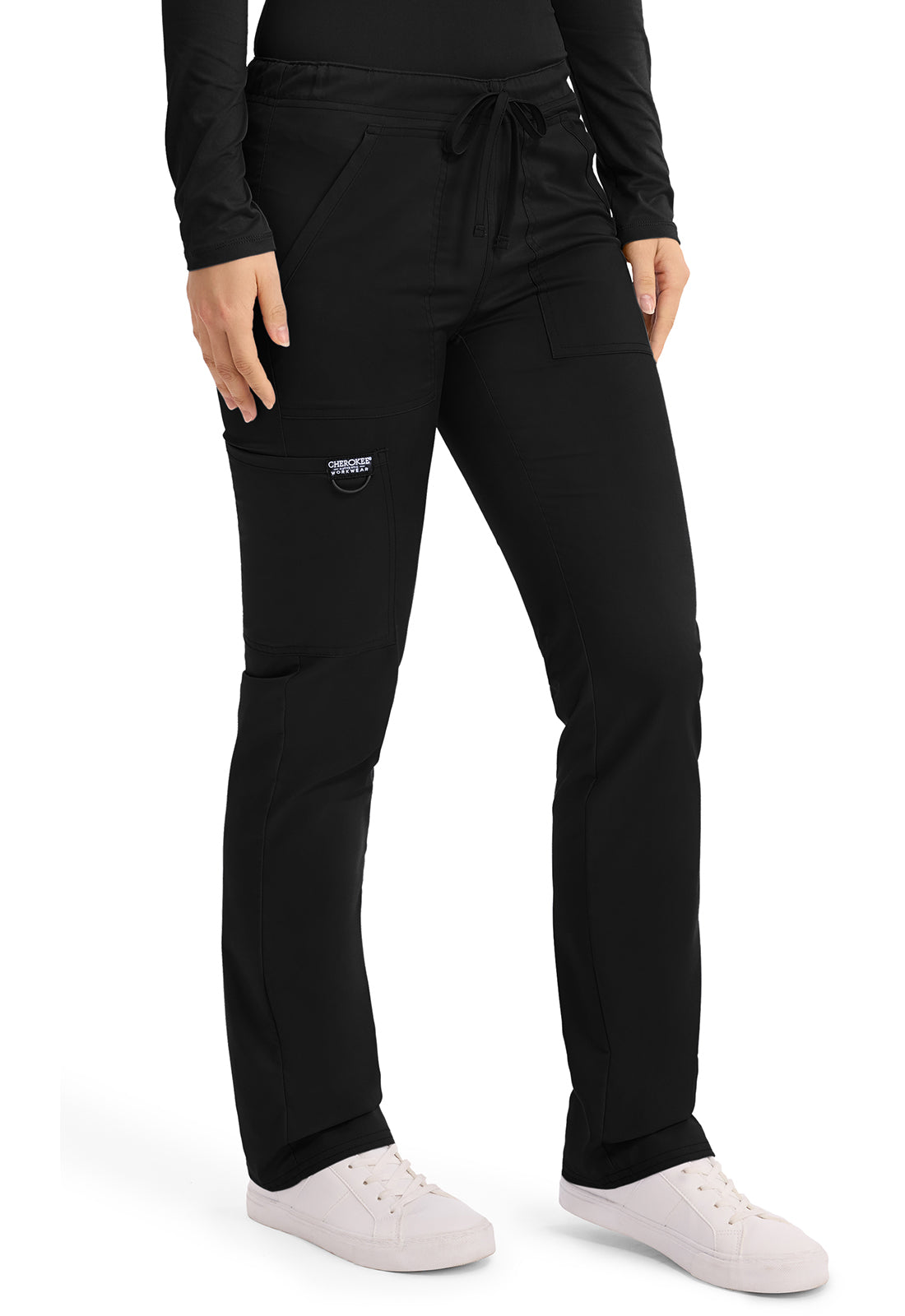 Workwear Revolution WW020 Unisex Unisex Tapered Leg Drawstring Scrub Pants Black