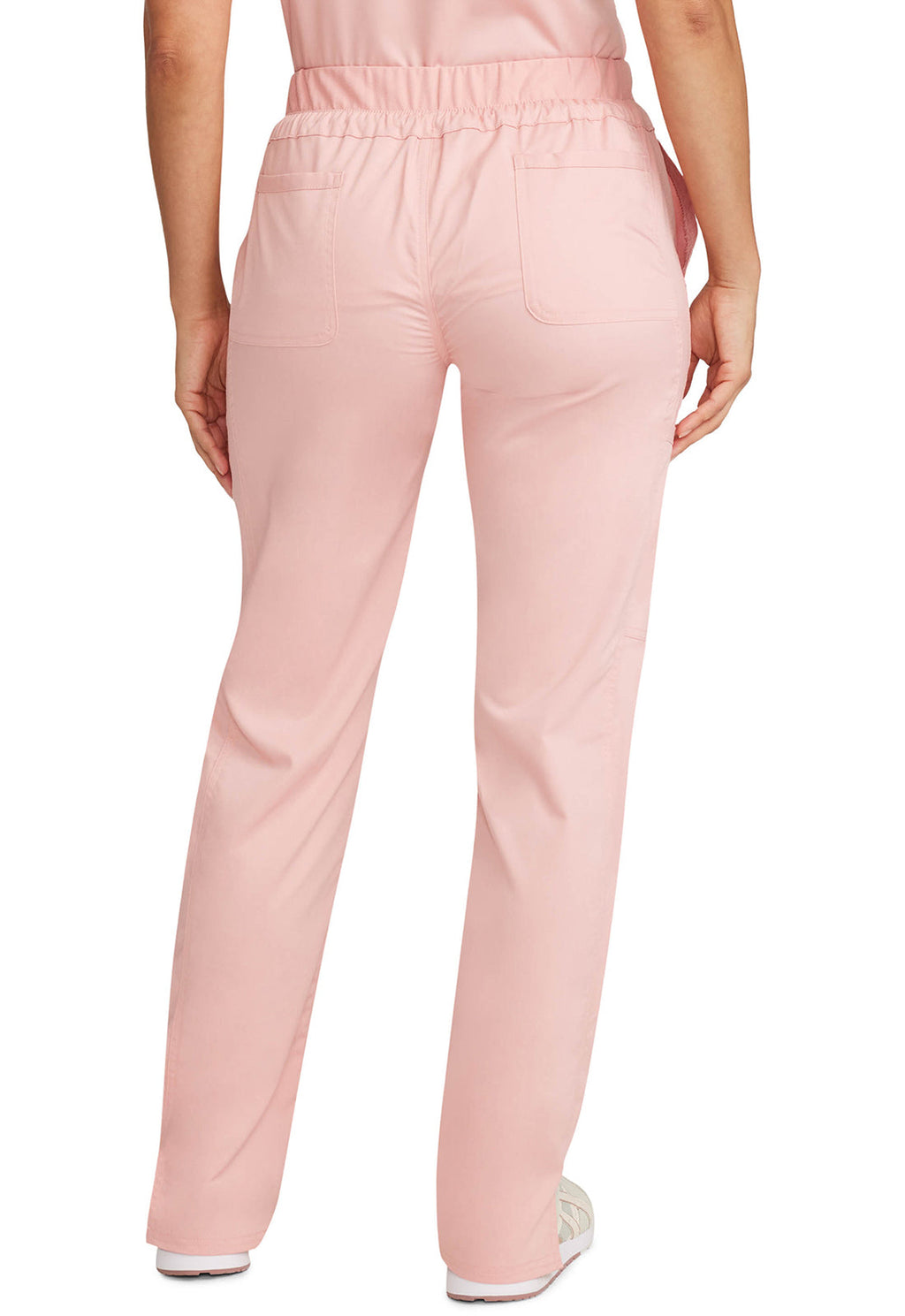 Revolution WW105 Mid Rise Tapered Leg Drawstring Pants Pink Essence Model Image Back | Cherokee Workwear