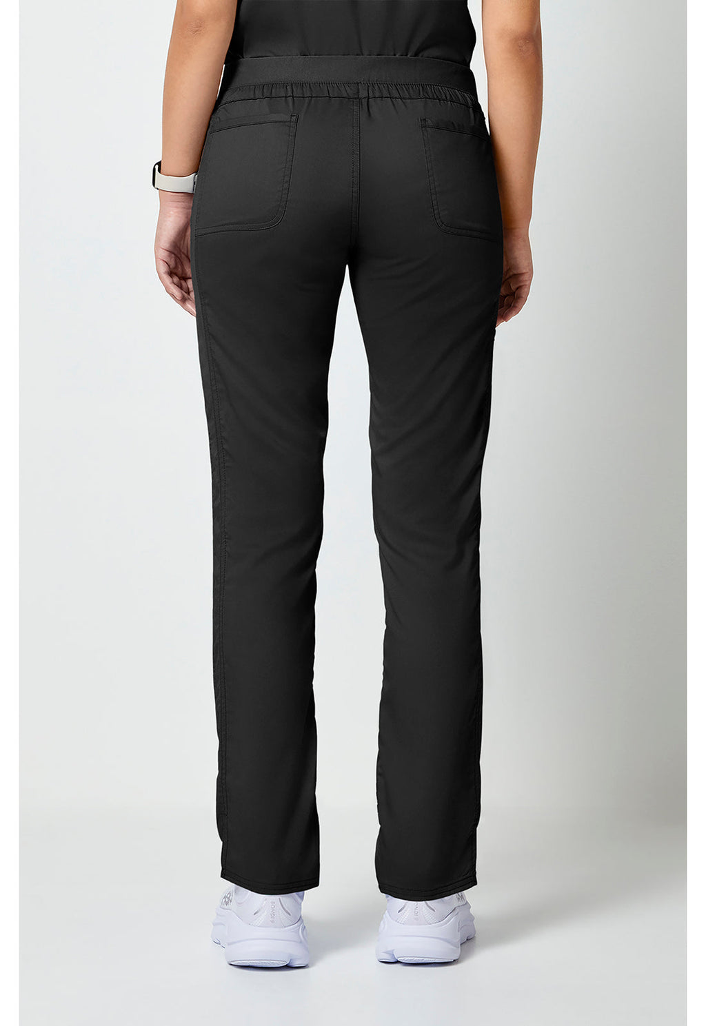 Workwear Revolution WW105 Women's Mid Rise Tapered Leg Drawstring Scrub Pants Black