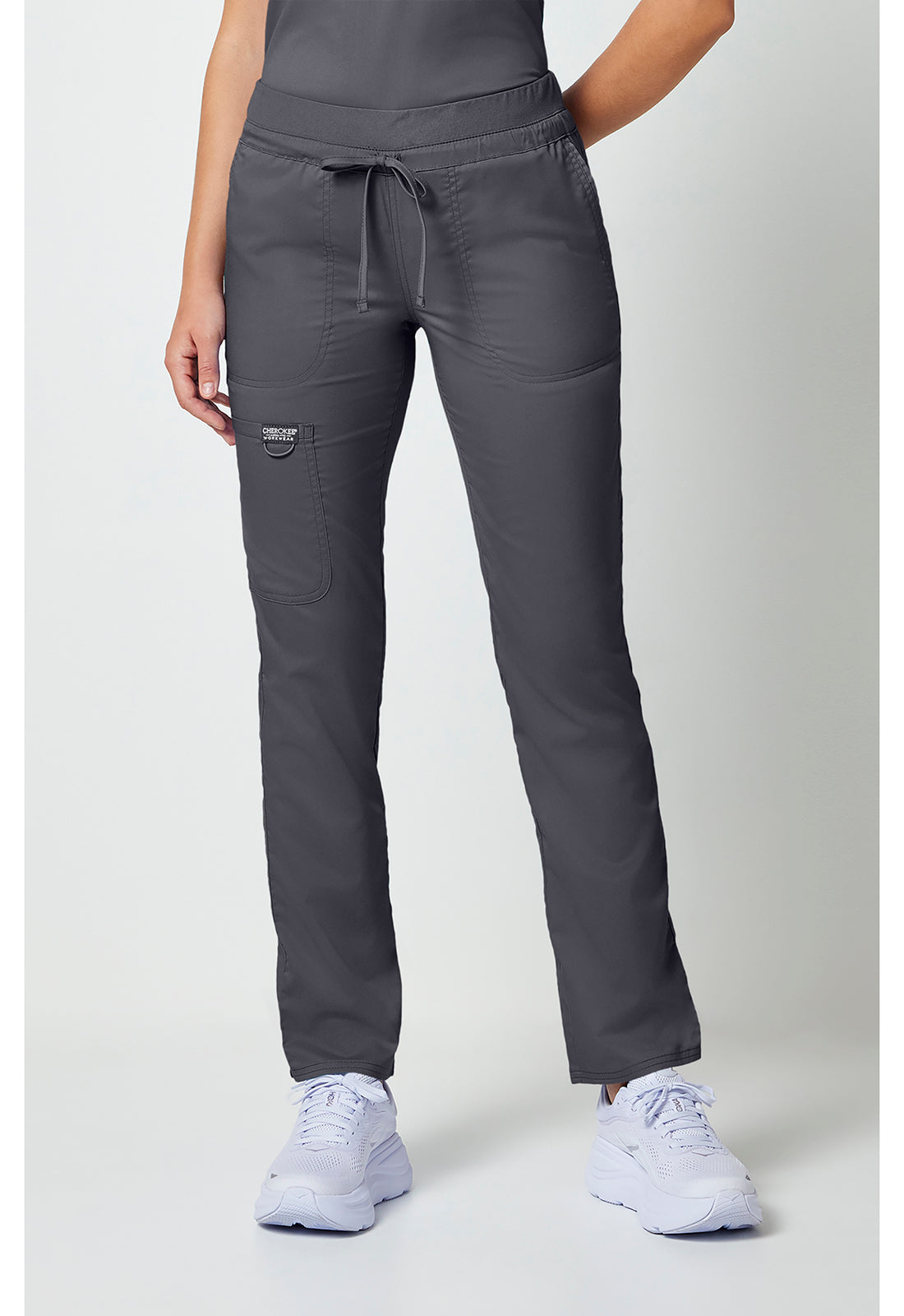 Workwear Revolution WW105 Women's Mid Rise Tapered Leg Drawstring Scrub Pants Pewter