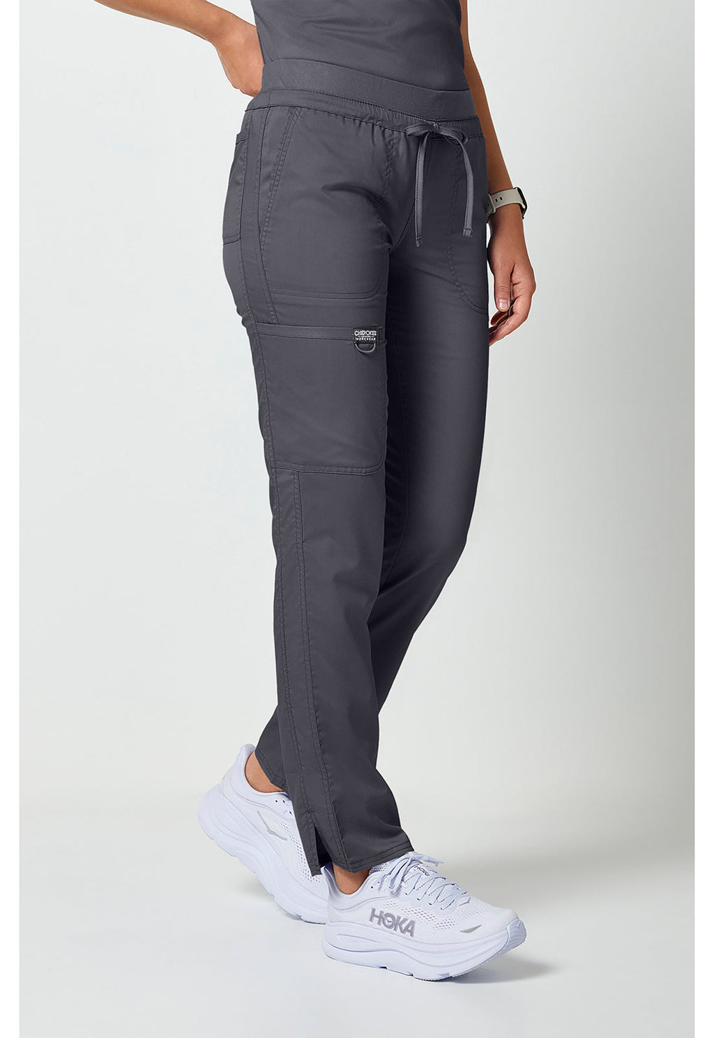 Workwear Revolution WW105 Women's Mid Rise Tapered Leg Drawstring Scrub Pants Pewter