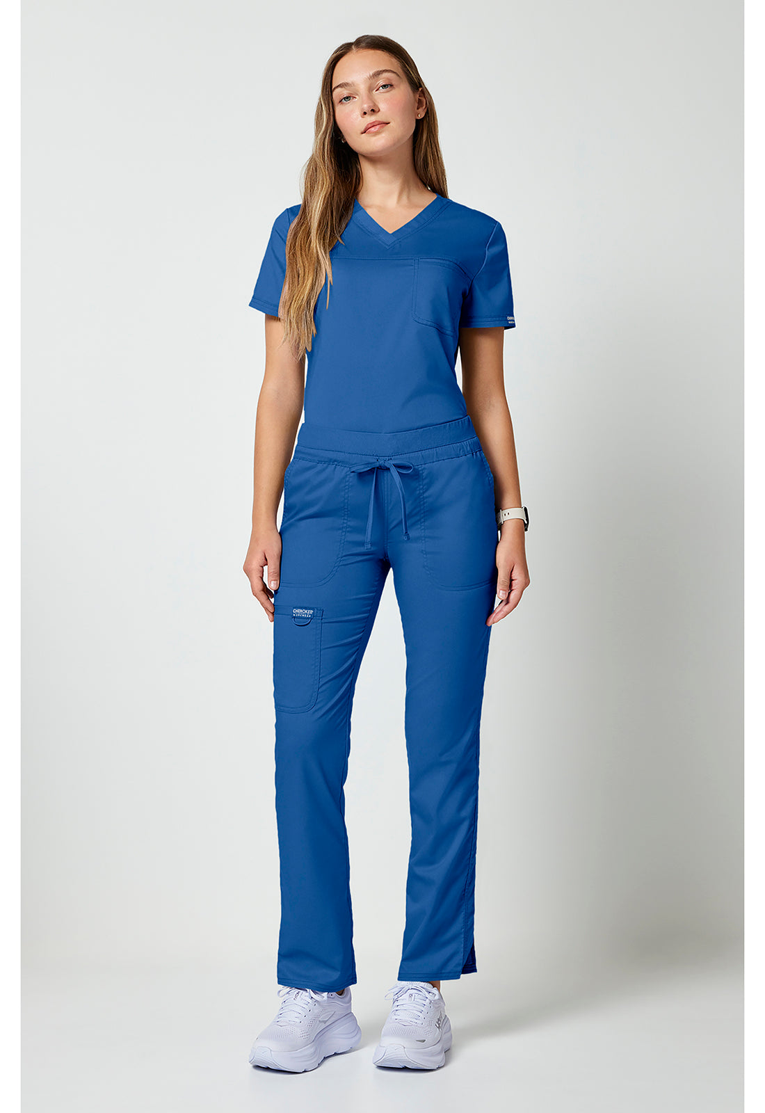 Workwear Revolution WW105 Women's Mid Rise Tapered Leg Drawstring Scrub Pants Royal