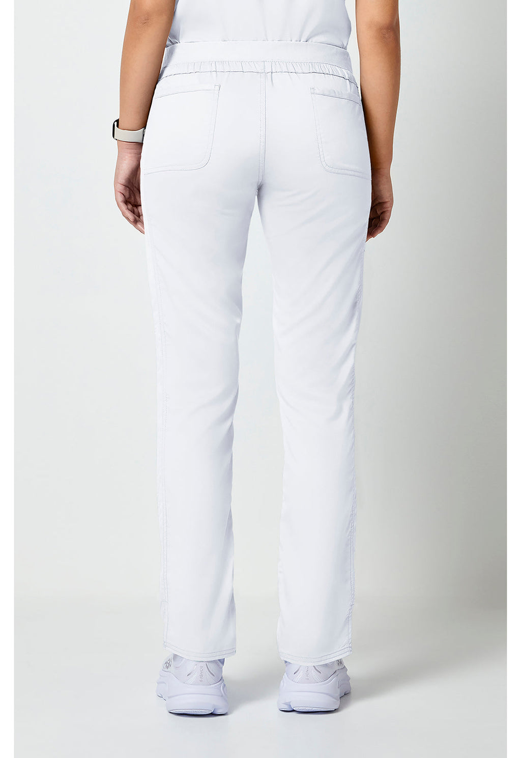 Workwear Revolution WW105 Women's Mid Rise Tapered Leg Drawstring Scrub Pants White