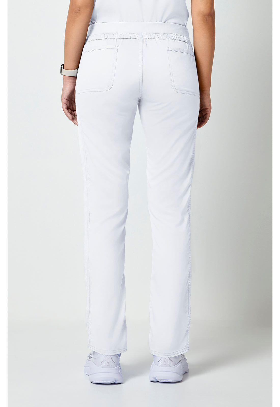 Workwear Revolution WW105 Women's Mid Rise Tapered Leg Drawstring Scrub Pants White
