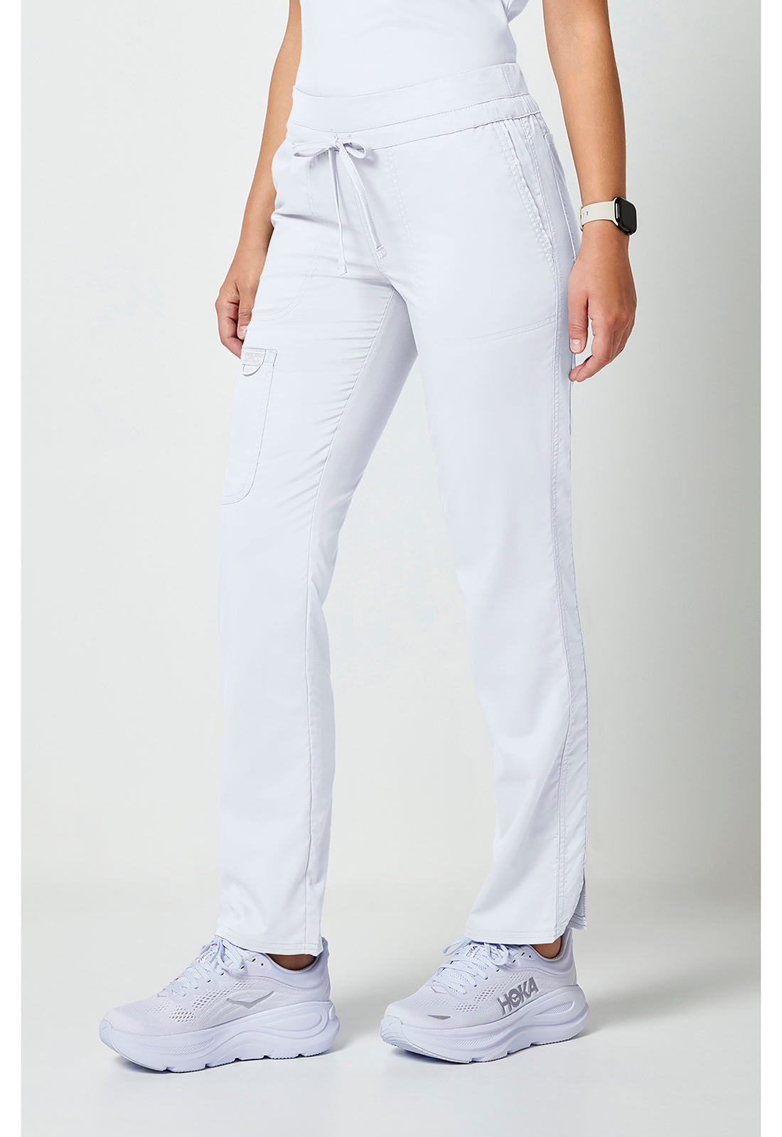 Workwear Revolution WW105 Women's Mid Rise Tapered Leg Drawstring Scrub Pants White