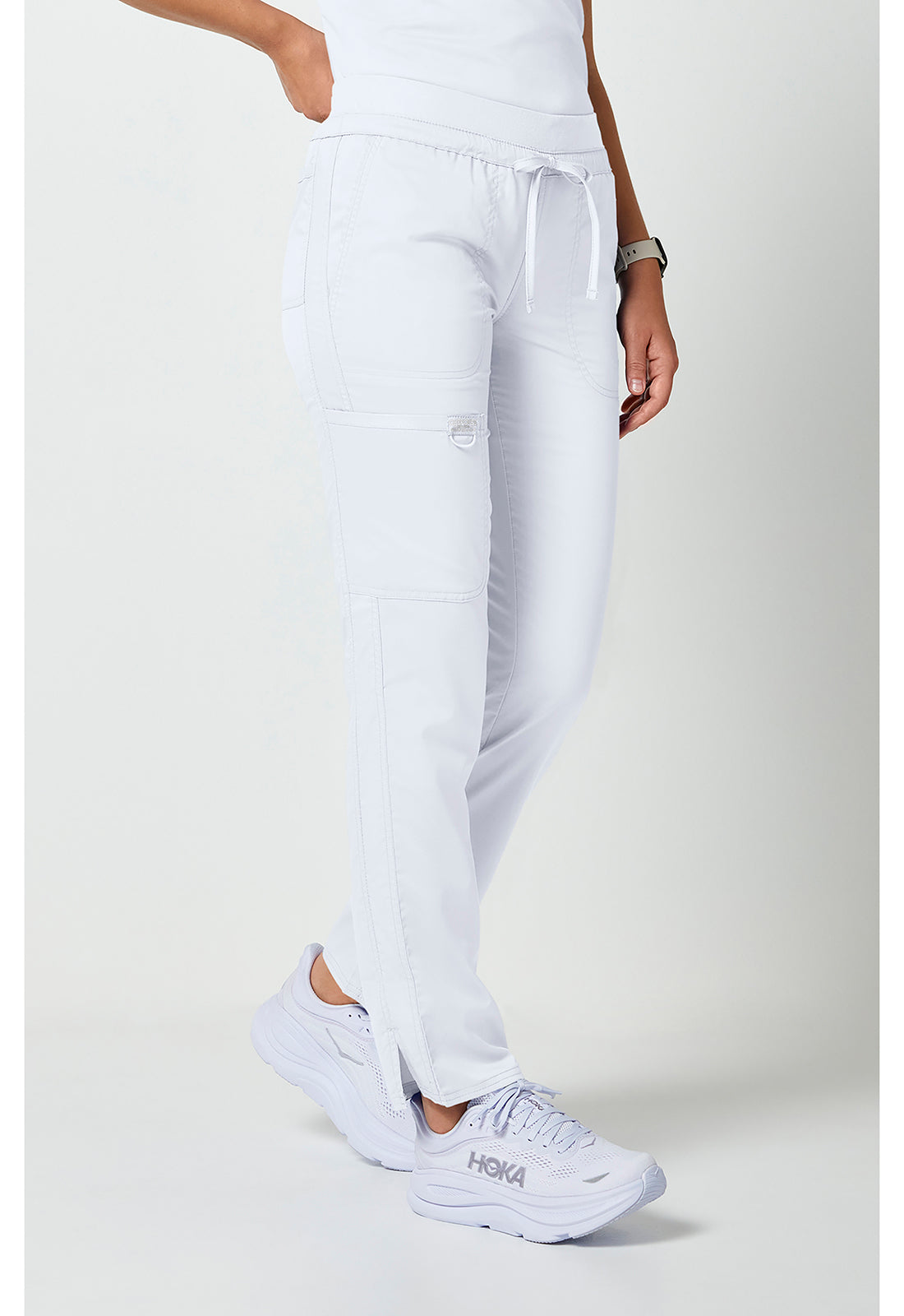 Workwear Revolution WW105 Women's Mid Rise Tapered Leg Drawstring Scrub Pants White