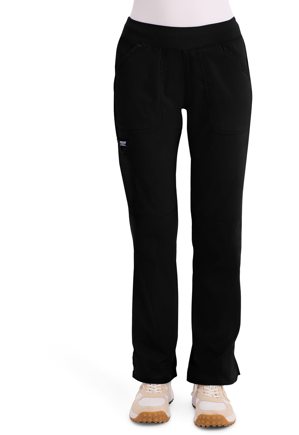 Workwear Revolution WW110 Women's Mid Rise Straight Leg Pull-on Scrub Pants Black