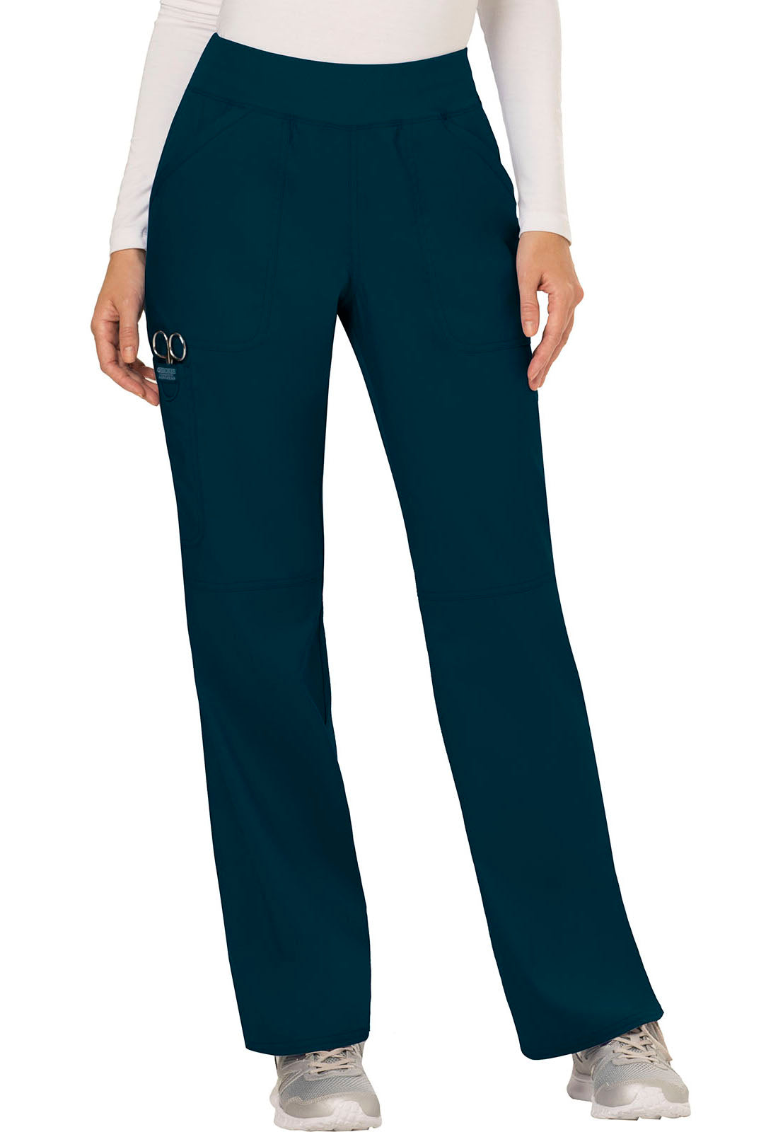 Workwear Revolution WW110 Women's Mid Rise Straight Leg Pull-on Scrub Pants Caribbean Blue