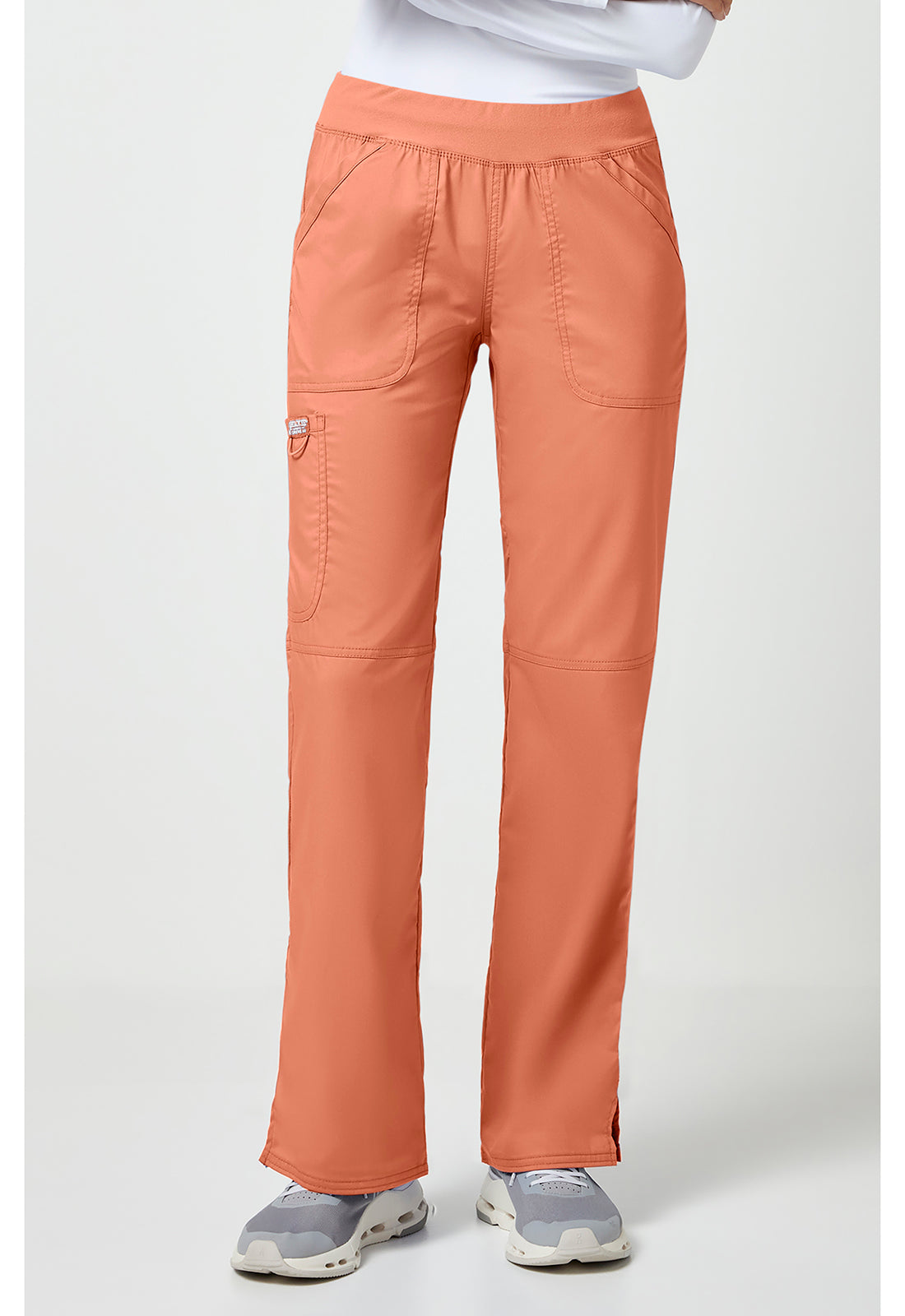 Workwear Revolution WW110 Women's Mid Rise Straight Leg Pull-on Scrub Pants Papaya Juice