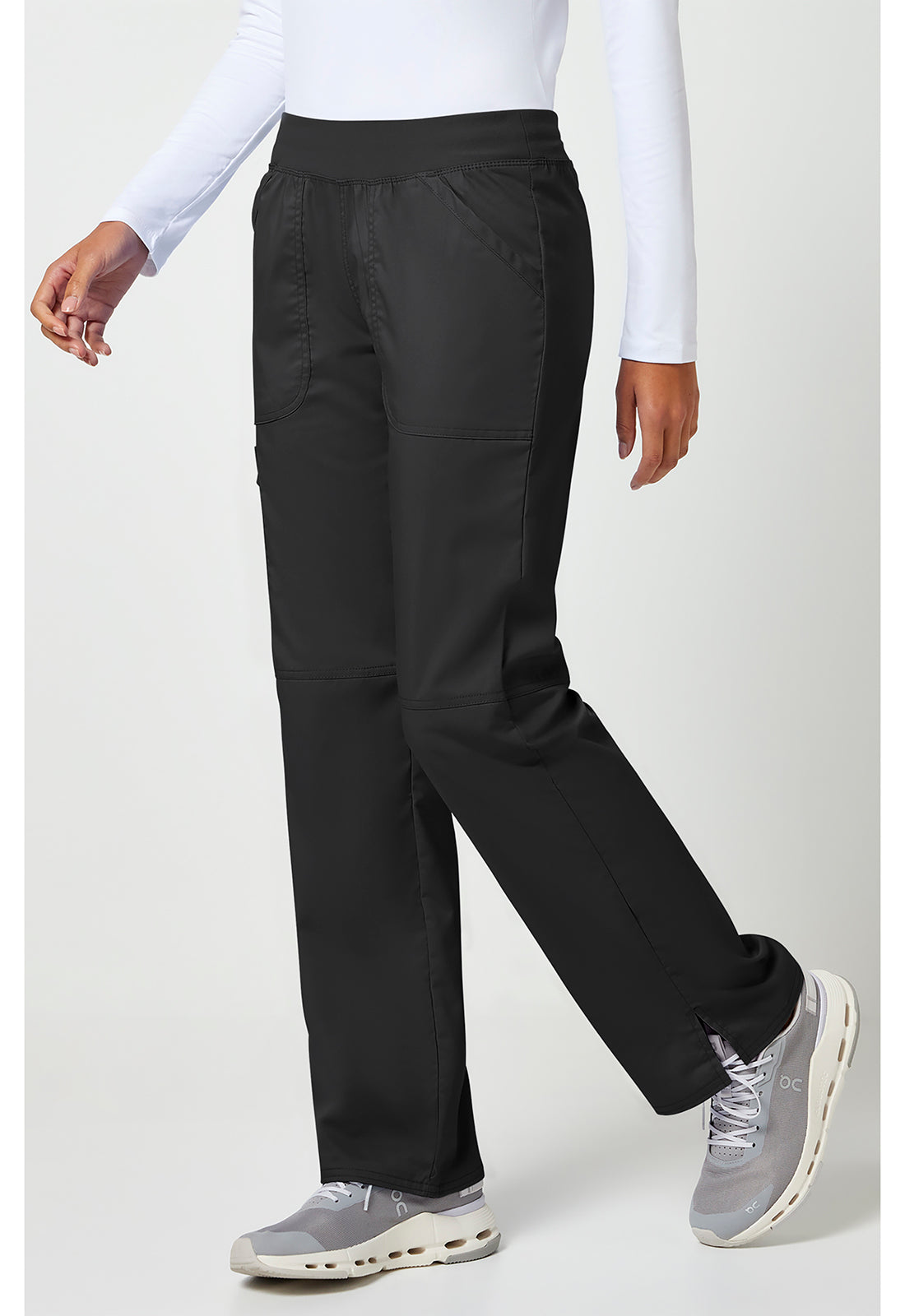 Workwear Revolution WW110 Women's Mid Rise Straight Leg Pull-on Scrub Pants Black